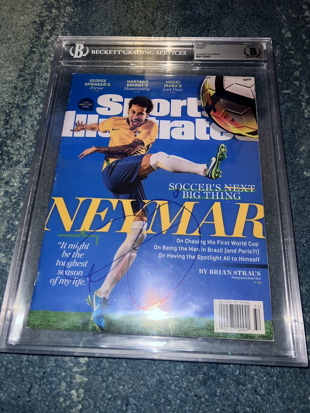 Neymar Signed Sports Illustrated Full Magazine August 7, 2017 Legend Beckett