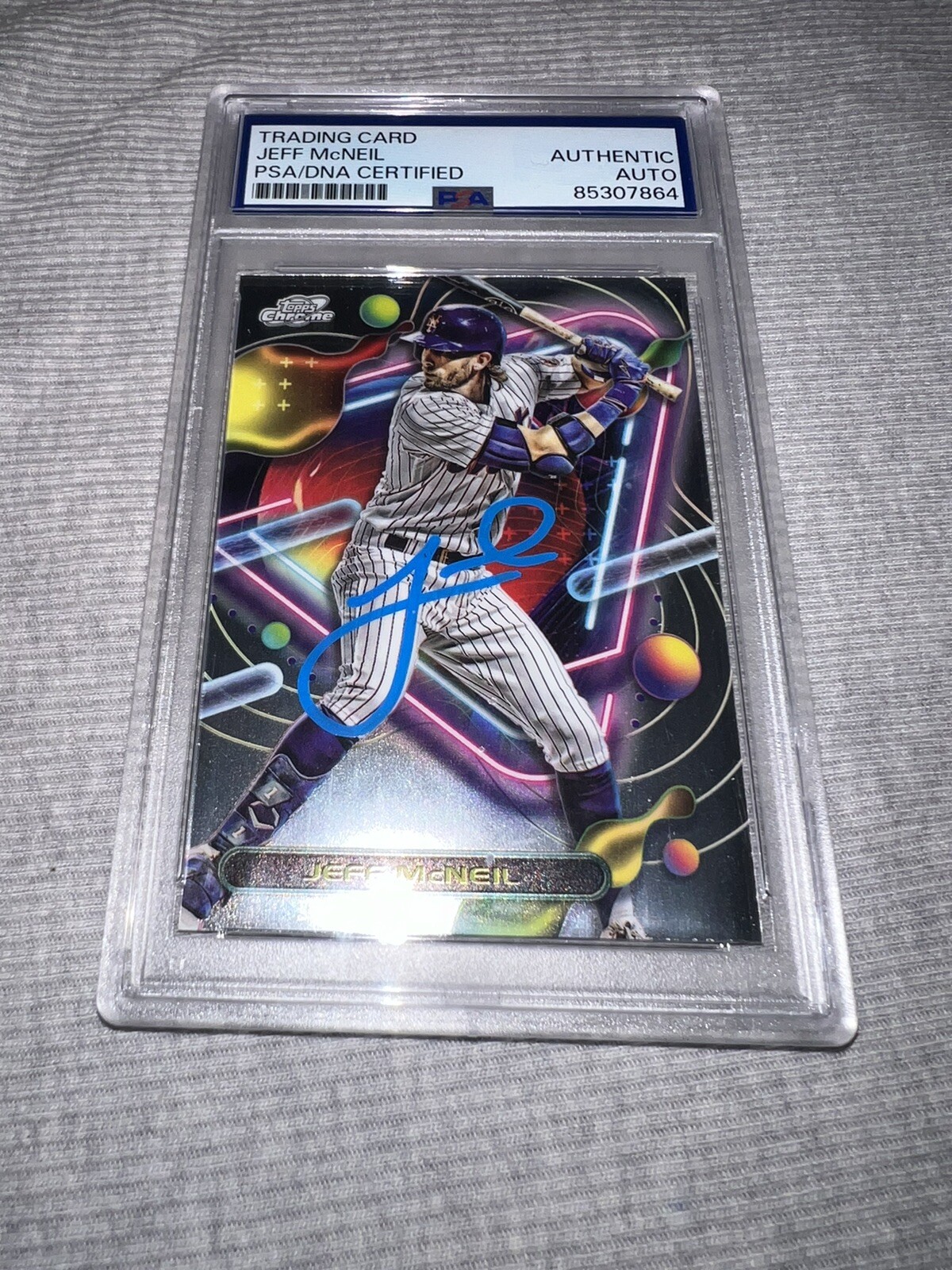 Jeff McNeil Signed 2023 Topps Chrome Trading Card New York Mets Star PSA/DNA
