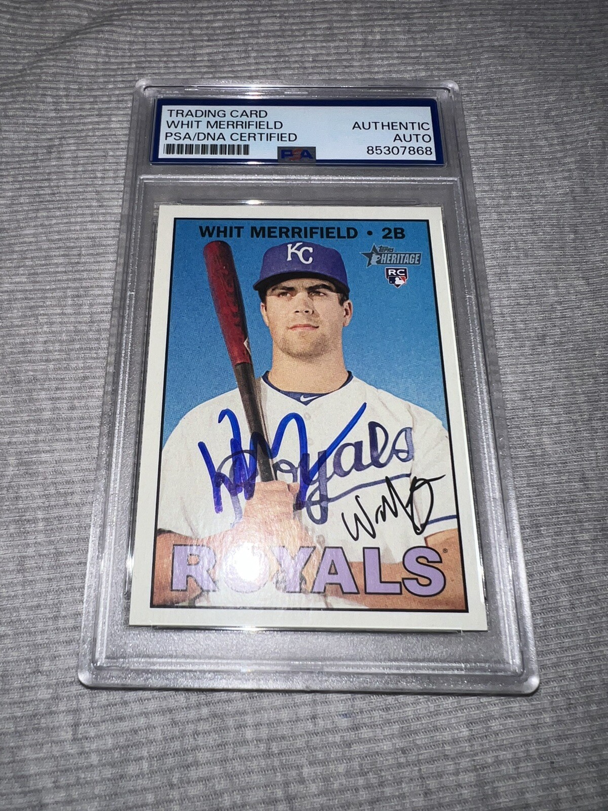 WHIT MERRIFIELD SIGNED 2016 TOPPS HERITAGE RC TRADING CARD ROYALS JAYS PSA/DNA COLLECTIBLE MEMORABILIA