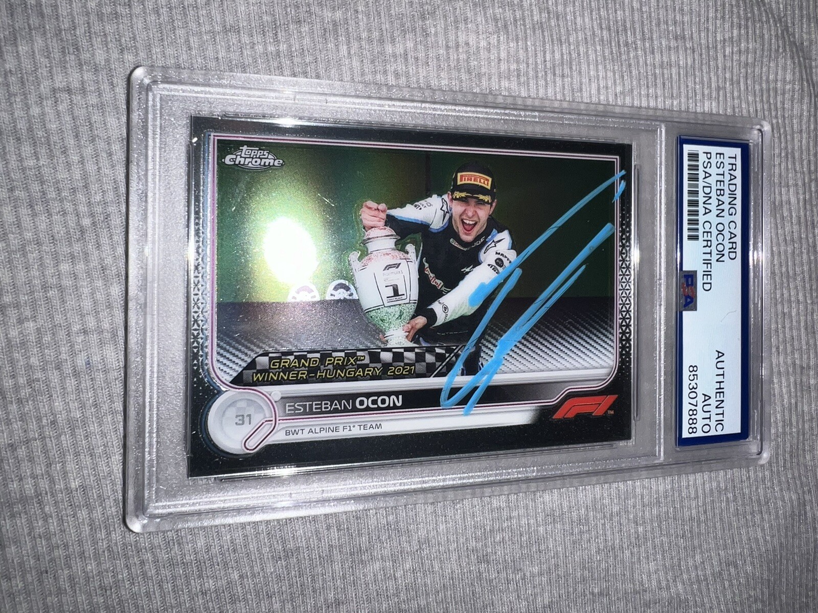 Esteban Ocon Signed 2022 Topps Chrome Card #161 Alpine Grand Prix Winner PSA/DNA