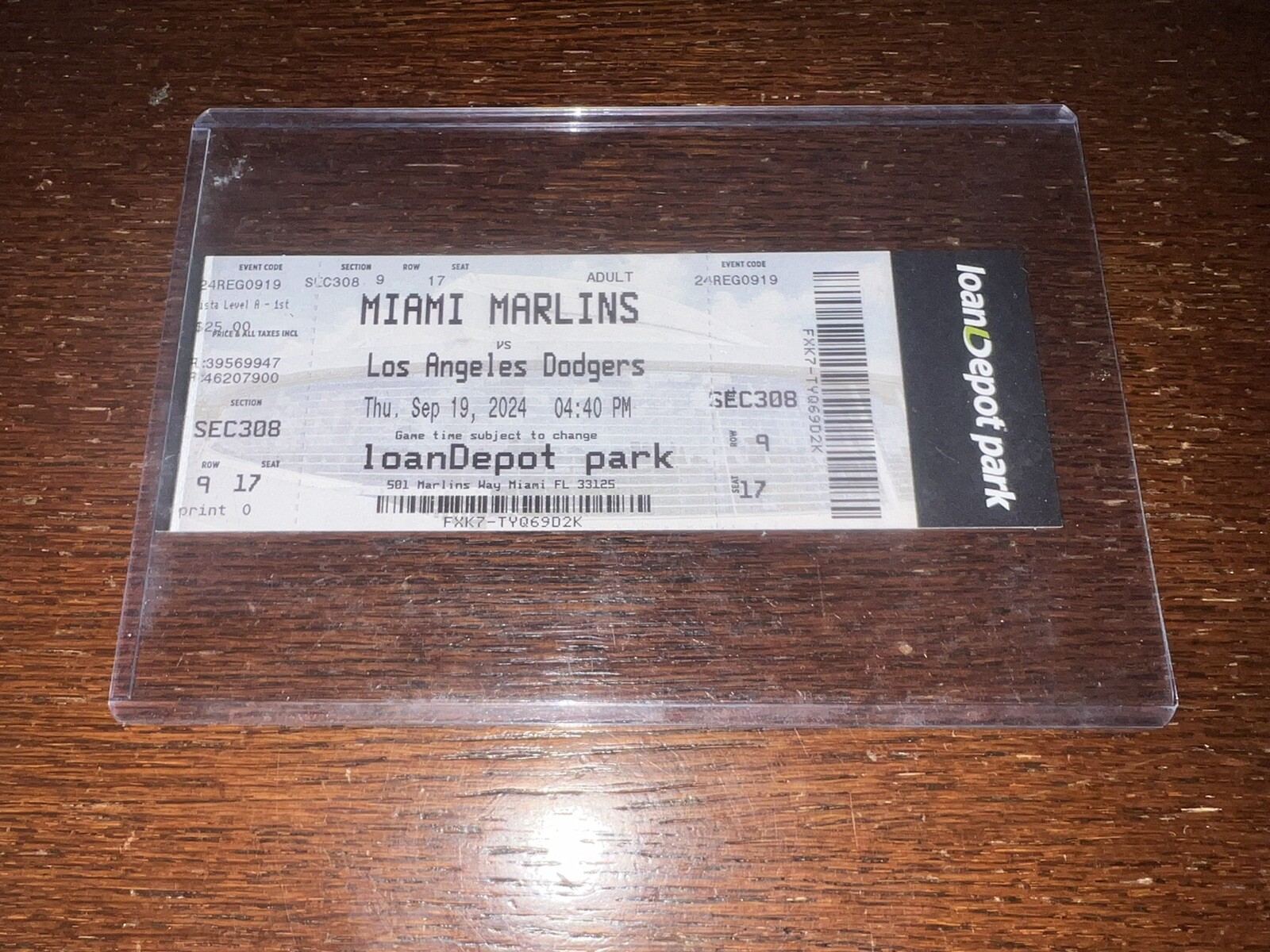 SHOHEI OHTANI 50/50 OFFICIAL TICKET STUB 9/19/2024 LA DODGERS 1ST PLAYER SEAT 17 COLLECTIBLE MEMORABILIA