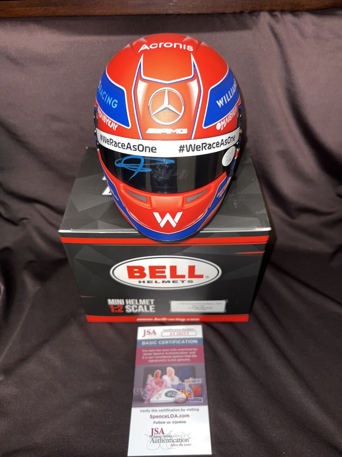 George Russell Signed Official 2021 Season Mini Helmet 1:2 Mercedes JSA Auth