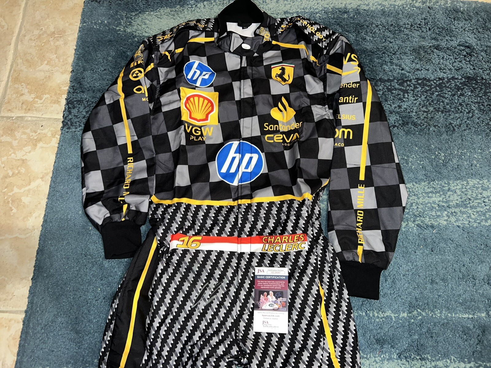 Charles Leclerc Signed Full Size Ferrari 2024 Monza GP Race Suit Champ JSA Auth