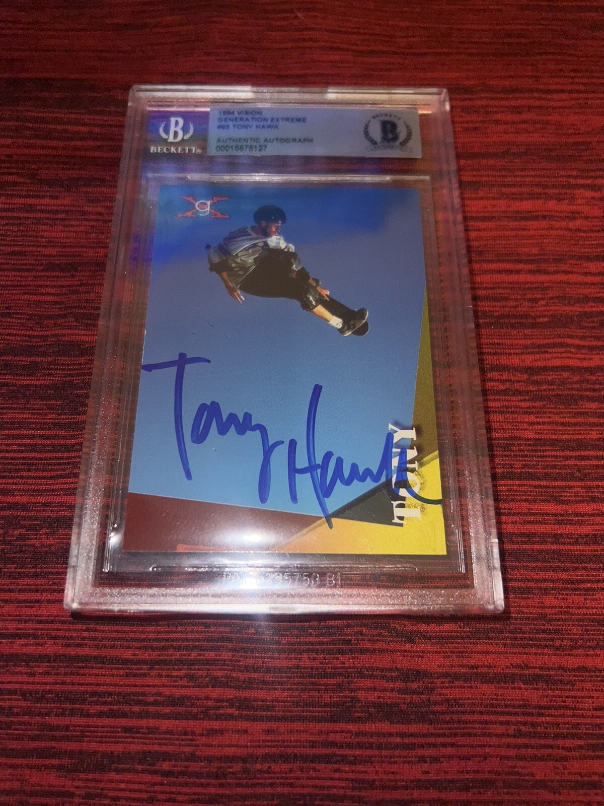 Tony Hawk Signed 1994 Vision Generation Extreme Trading Card Legend Beckett #2