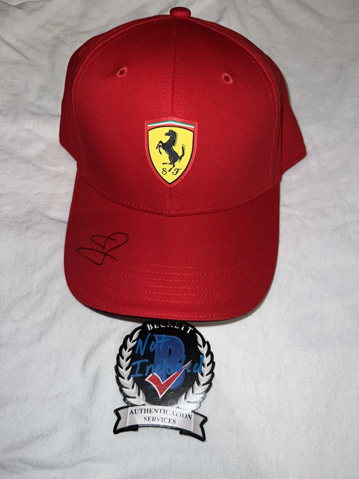 Oliver Bearman Signed Ferrari Racing Hat 2024 Rookie Star Driver Haas Beckett #2
