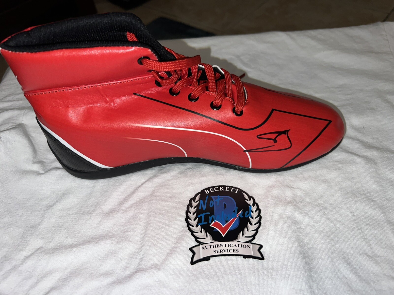 Oliver Bearman Signed Ferrari Race Boots Shoe 2024 Rookie Star Haas Beckett #2