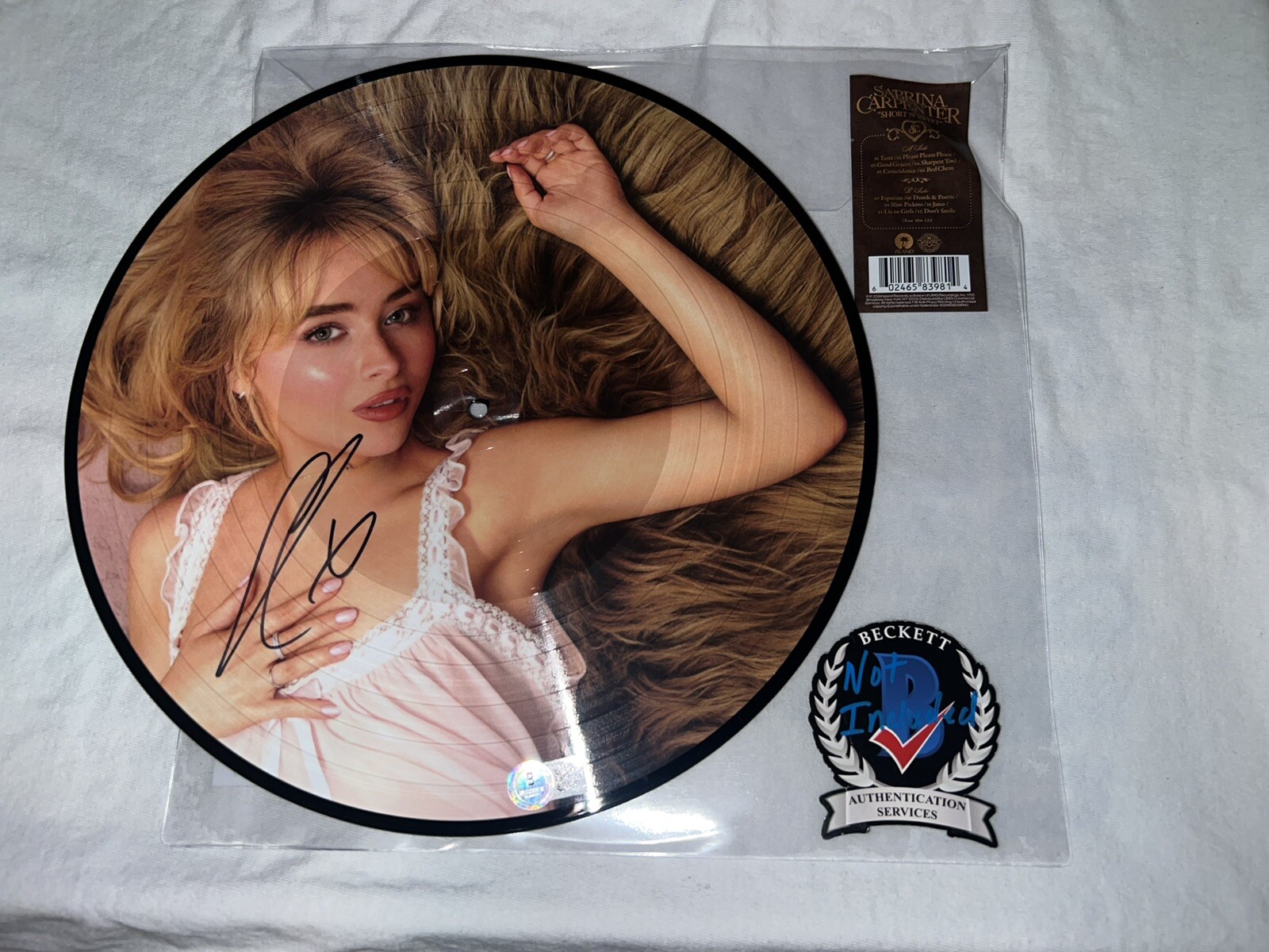 Sabrina Carpenter Signed Short N Sweet Vinyl Picture Disc Superstar Beckett
