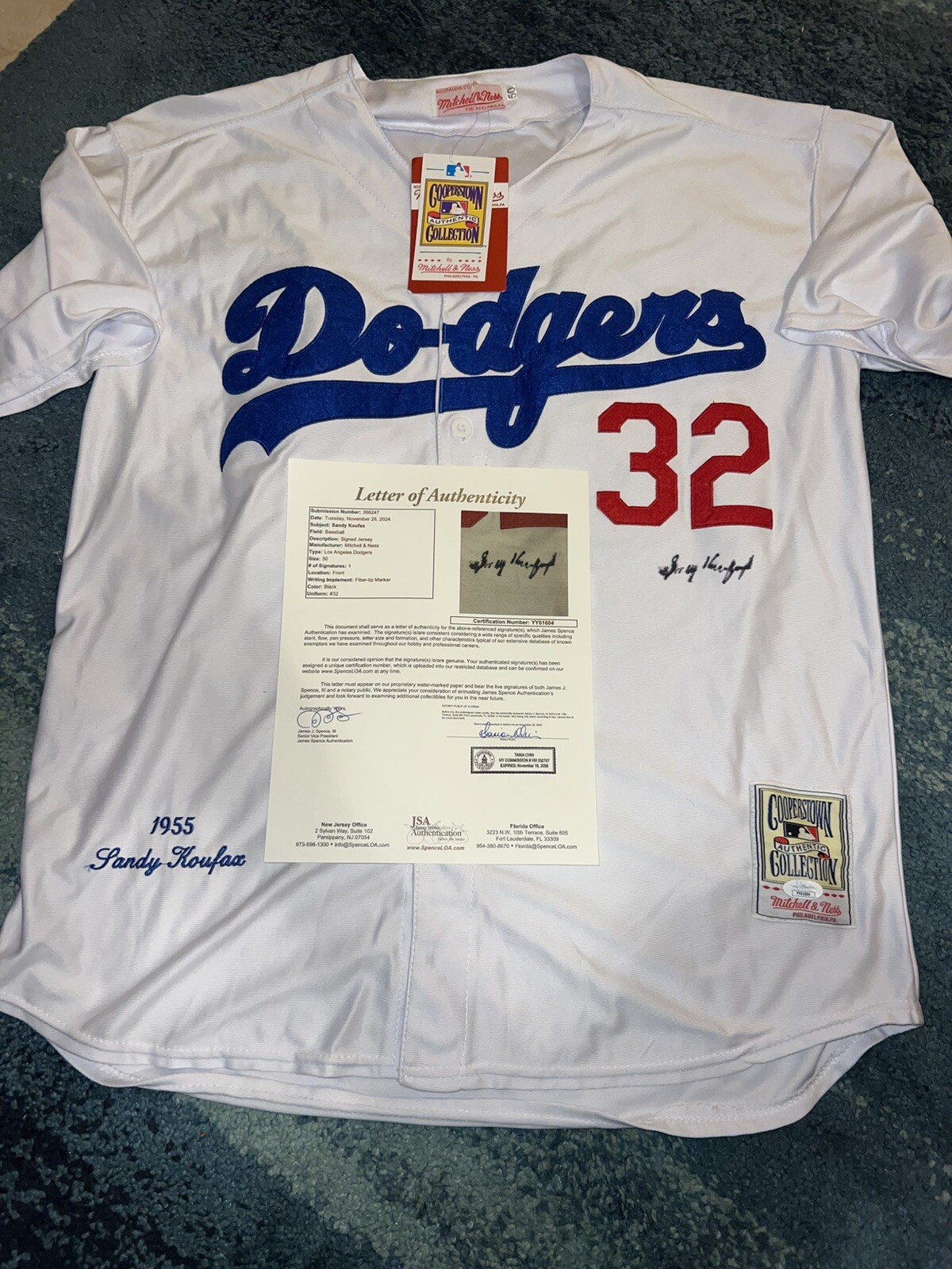 Sandy Koufax Signed Brooklyn Dodgers Jersey Hall Of Fame Inductee JSA LOA