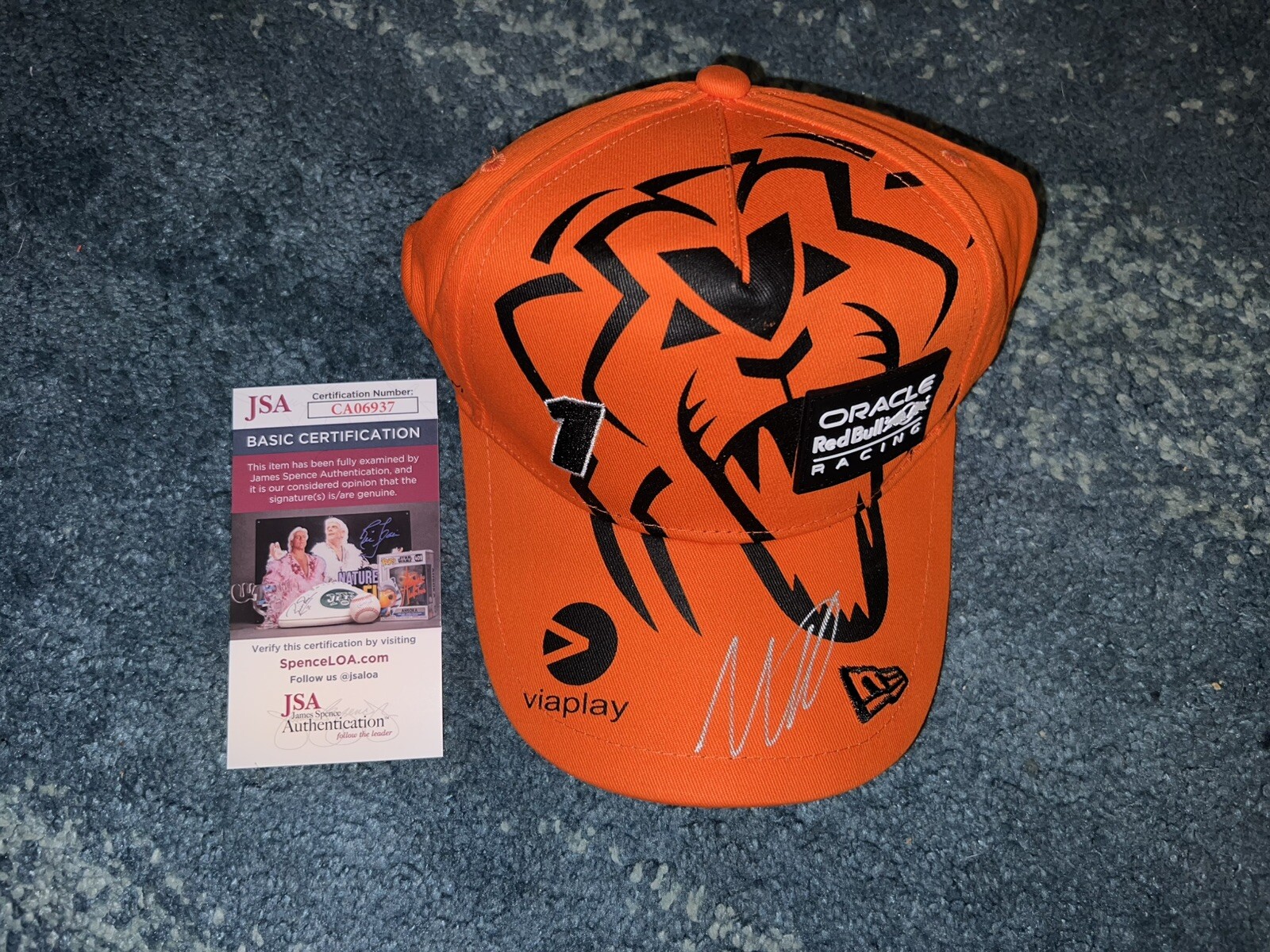 Max Verstappen Signed Orange Army Red Bull Hat Austria GP 4x Champ JSA Auth