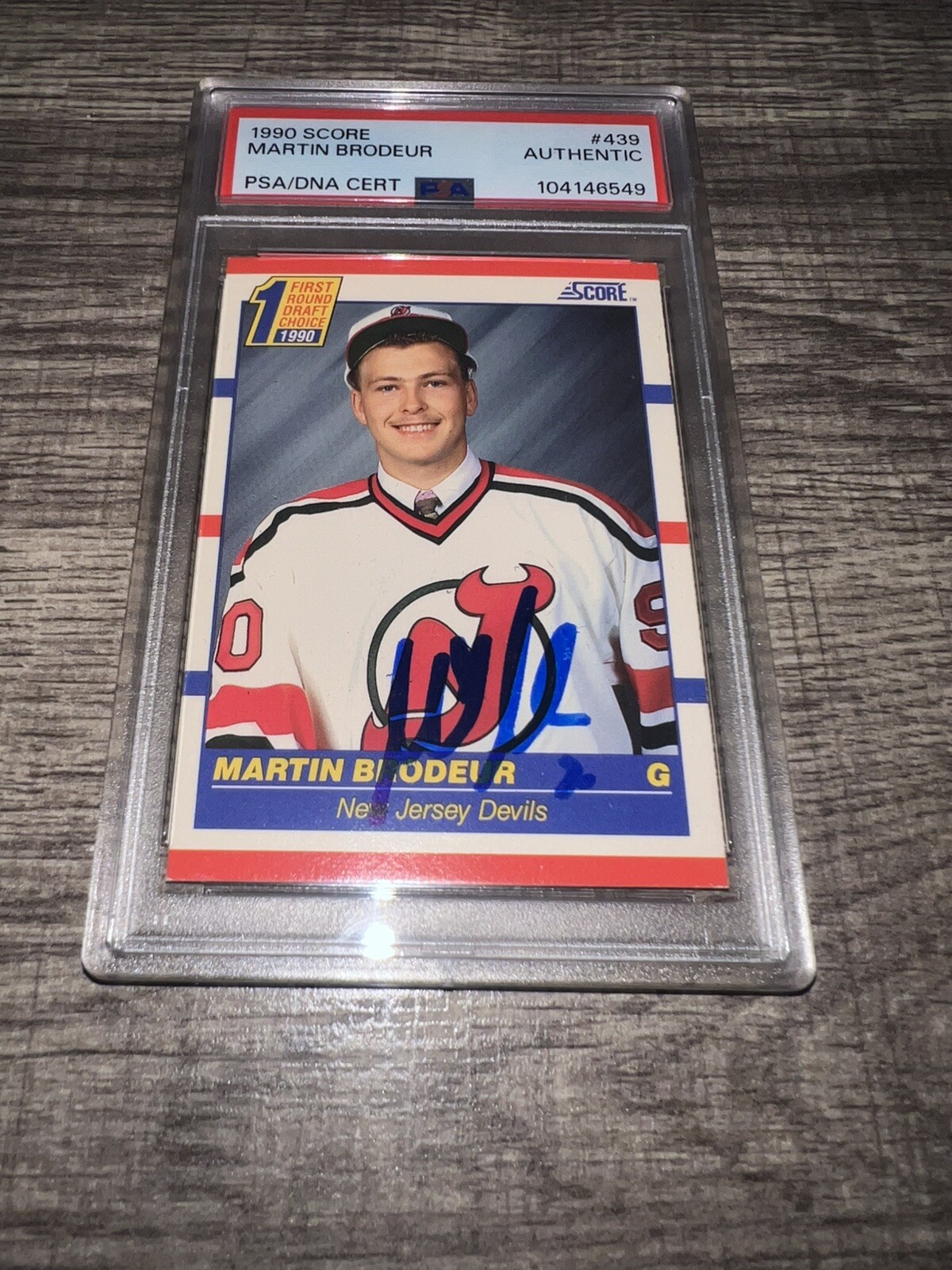 Martin Brodeur Signed 1990 Score Rookie Card New Jersey Devils #1 Pick PSA/DNA