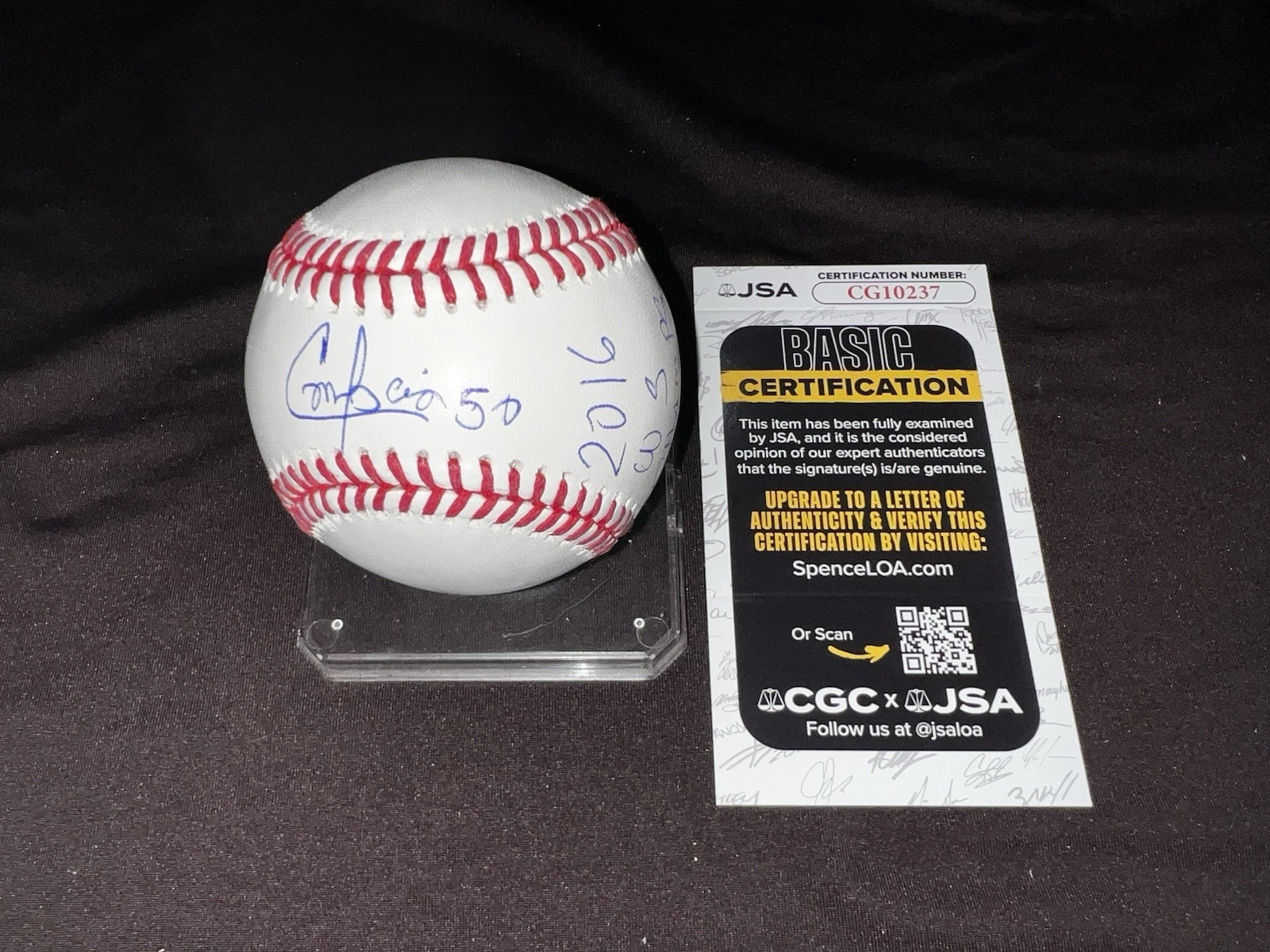 Gerardo Concepcion Signed Official Major League Baseball 2016 WS Chi Cubs JSA