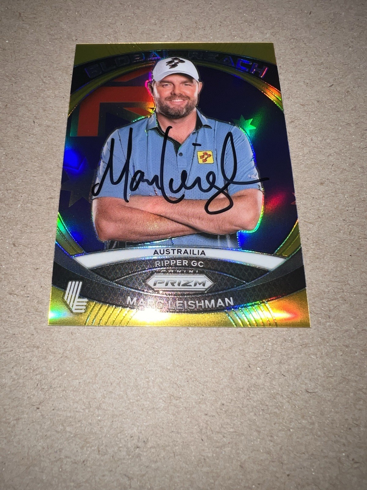 Marc Leishman Signed 2024 Panini Prizm Global Reach /10 Trading Card (8) LIV