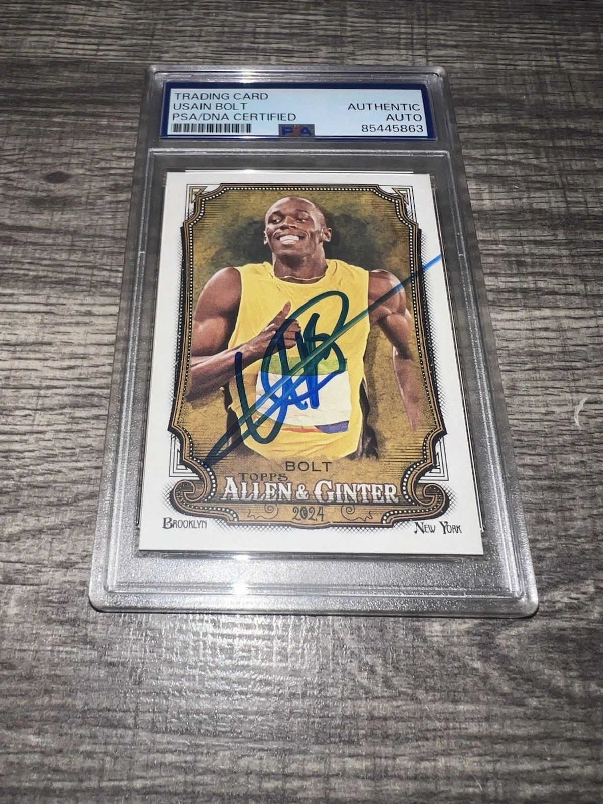 Usain Bolt Signed 2024 Allen & Ginter Trading Card #208 Legend PSA/DNA #2