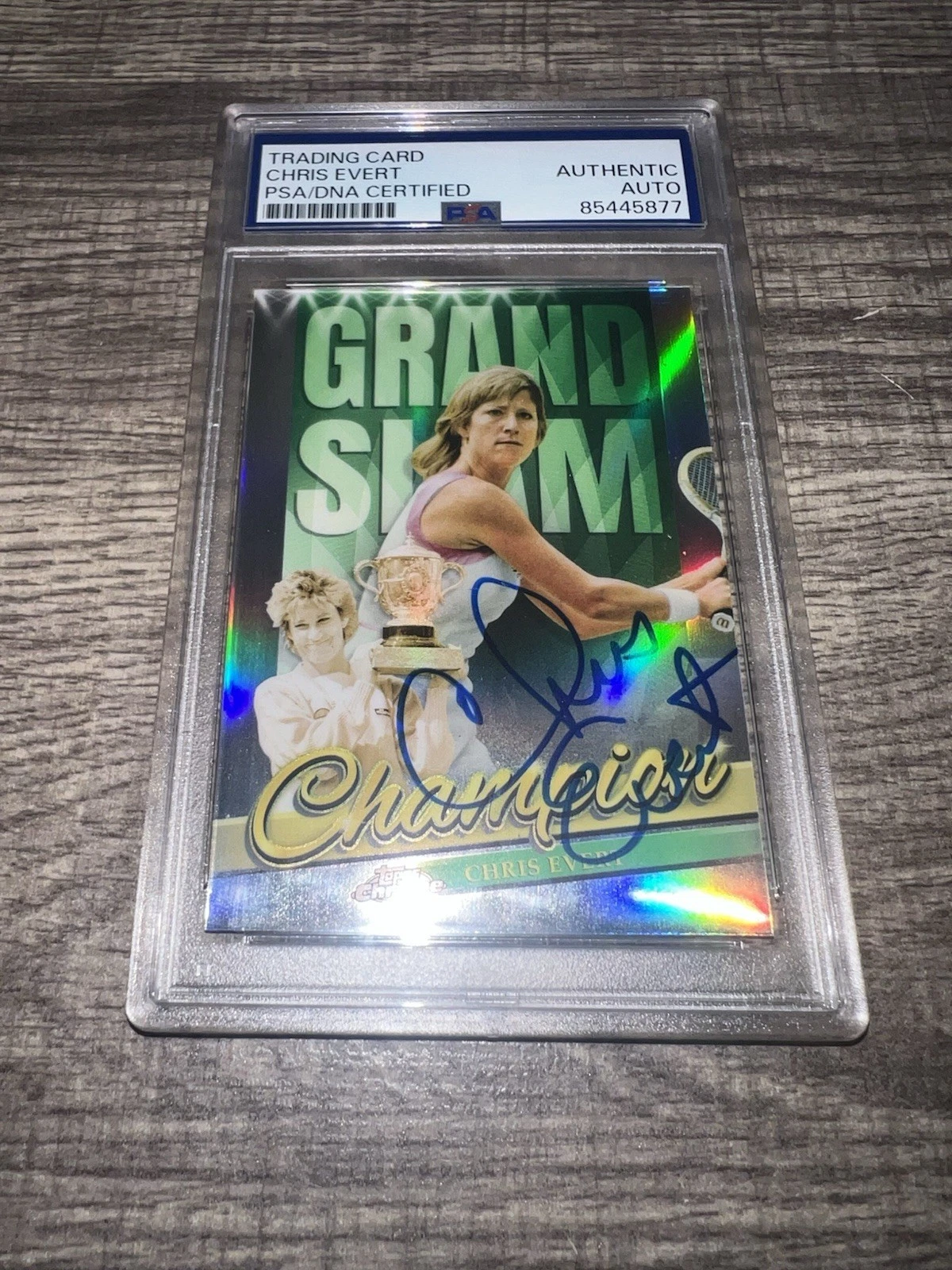 Chris Evert Signed 2024 Topps Chrome Grand Slam Card #GSC-CE Legend PSA/DNA #2