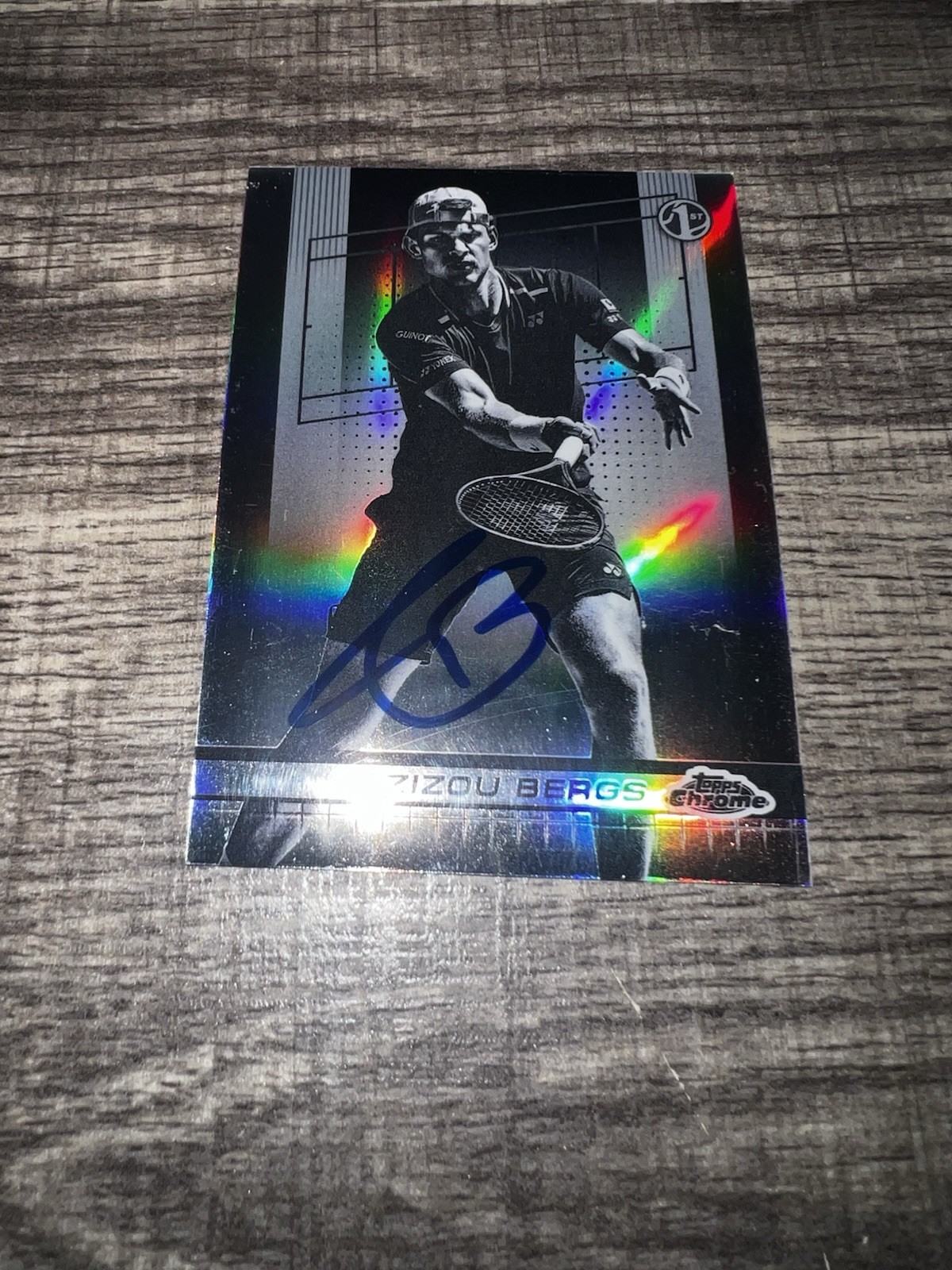 Zizou Bergs Signed 2024 Topps Chrome Trading Card Black & White Tennis Superstar