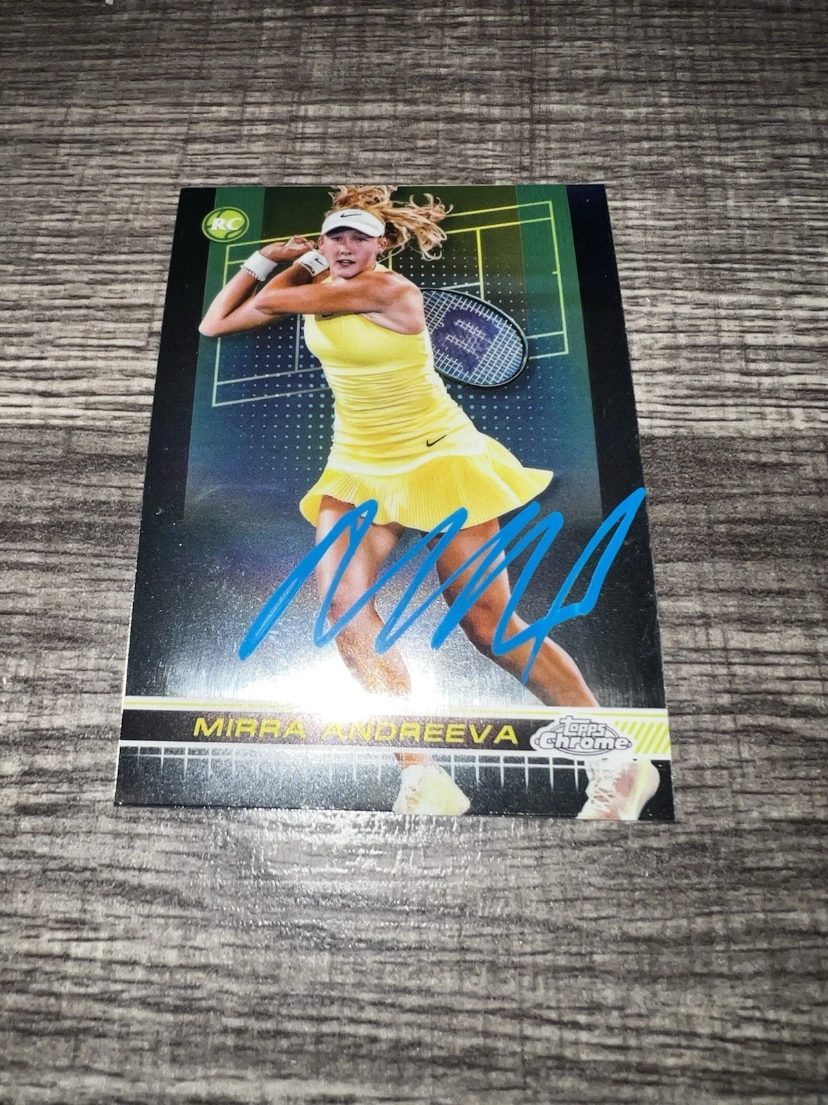 Mirra Andreeva Signed 2024 Topps Chrome Trading Card 1st Tennis Superstar #3