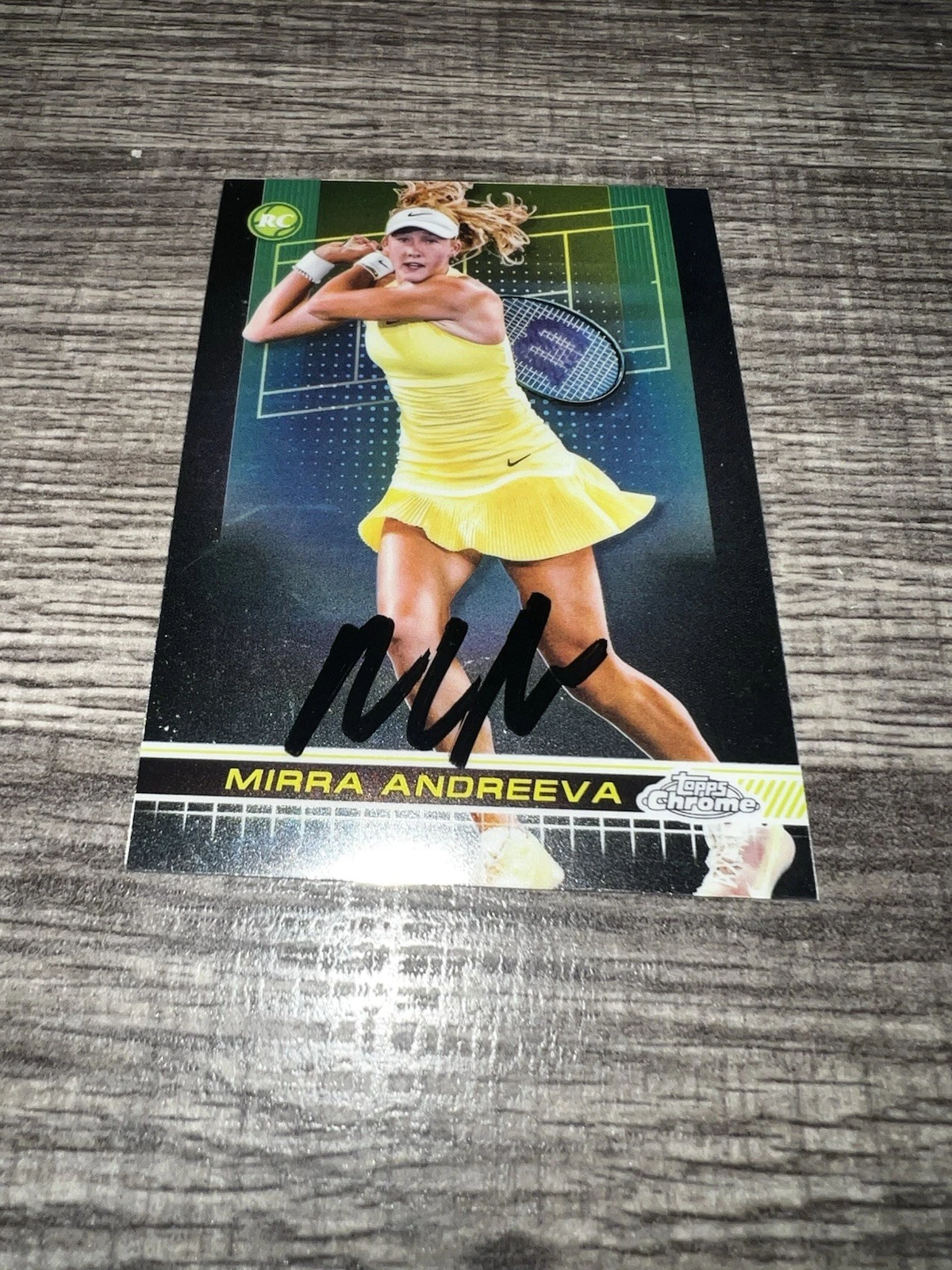 Mirra Andreeva Signed 2024 Topps Chrome Trading Card 1st Tennis Superstar #4