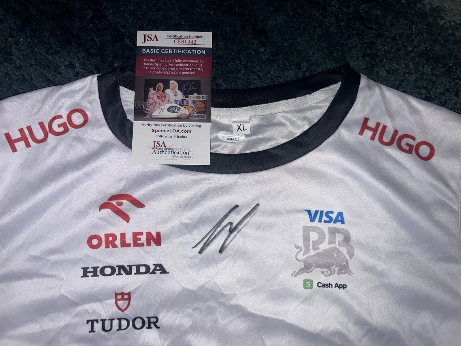 Liam Lawson Signed Visa Cash App Racing Shirt Formula 1 Superstar JSA Auth #3