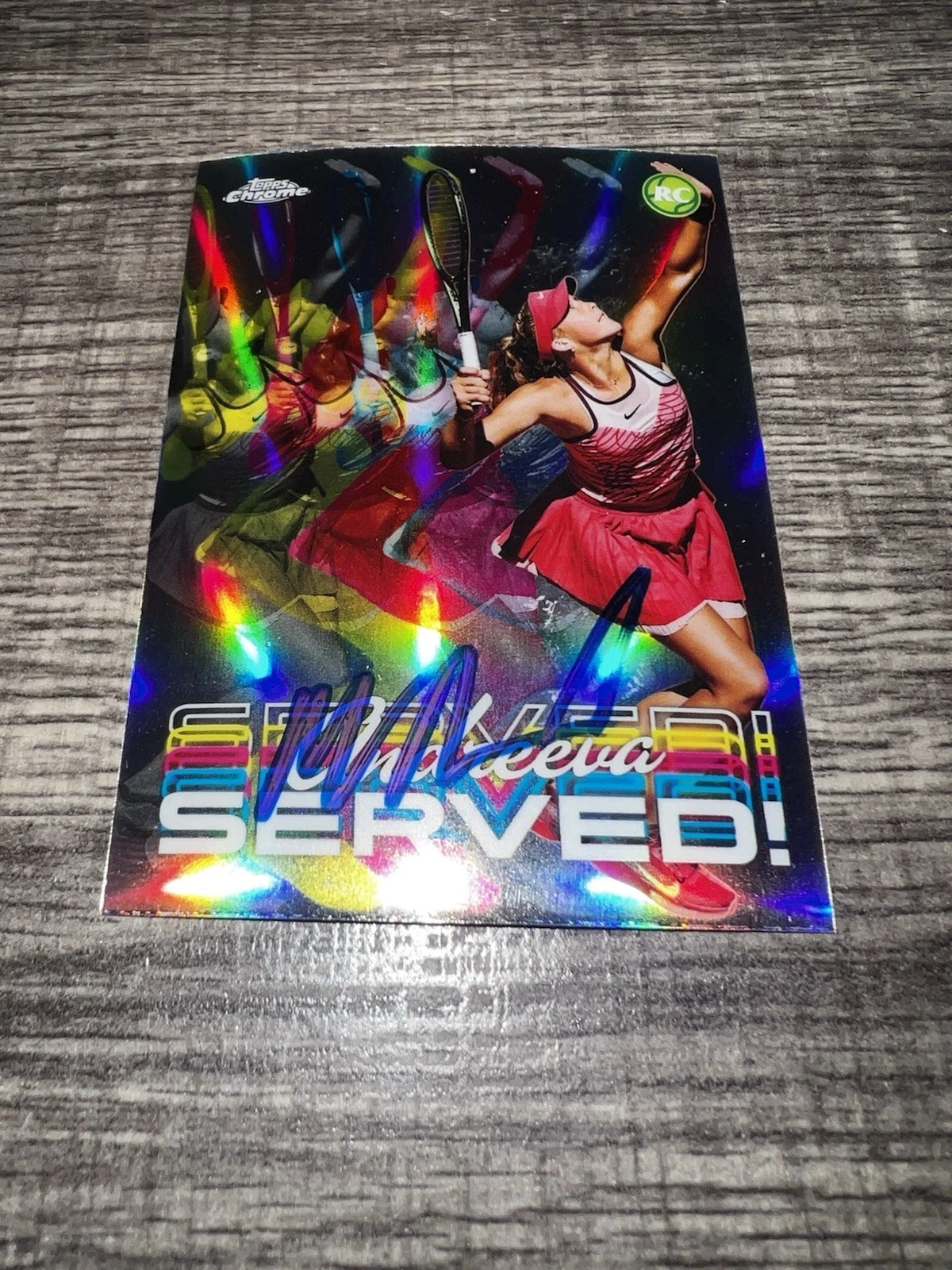 Mirra Andreeva Signed 2024 Topps Chrome Served Trading Card 1st Tennis Superstar