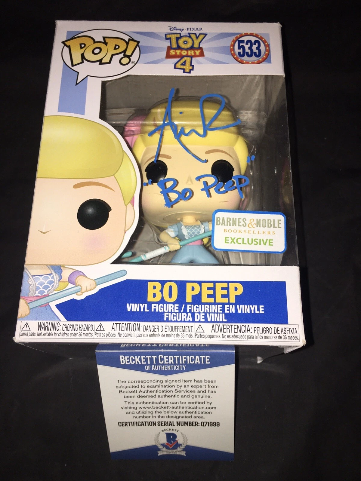Annie Potts Signed Bo Peep Funko Pop Toy Story 4 Hollywood Star Beckett #2