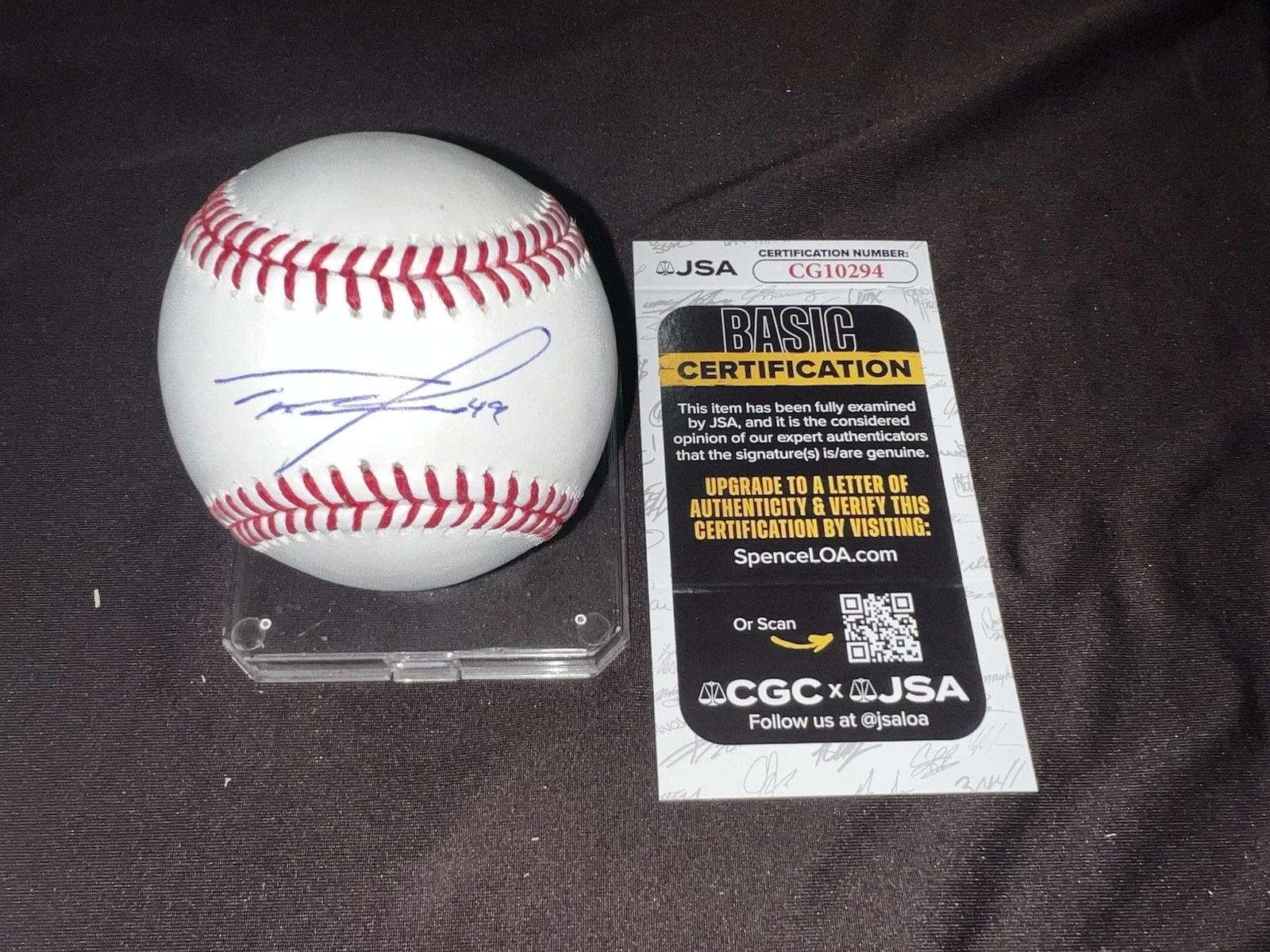 Tyler Fitzgerald Signed Official Major League Baseball San Fran Giants JSA Auth