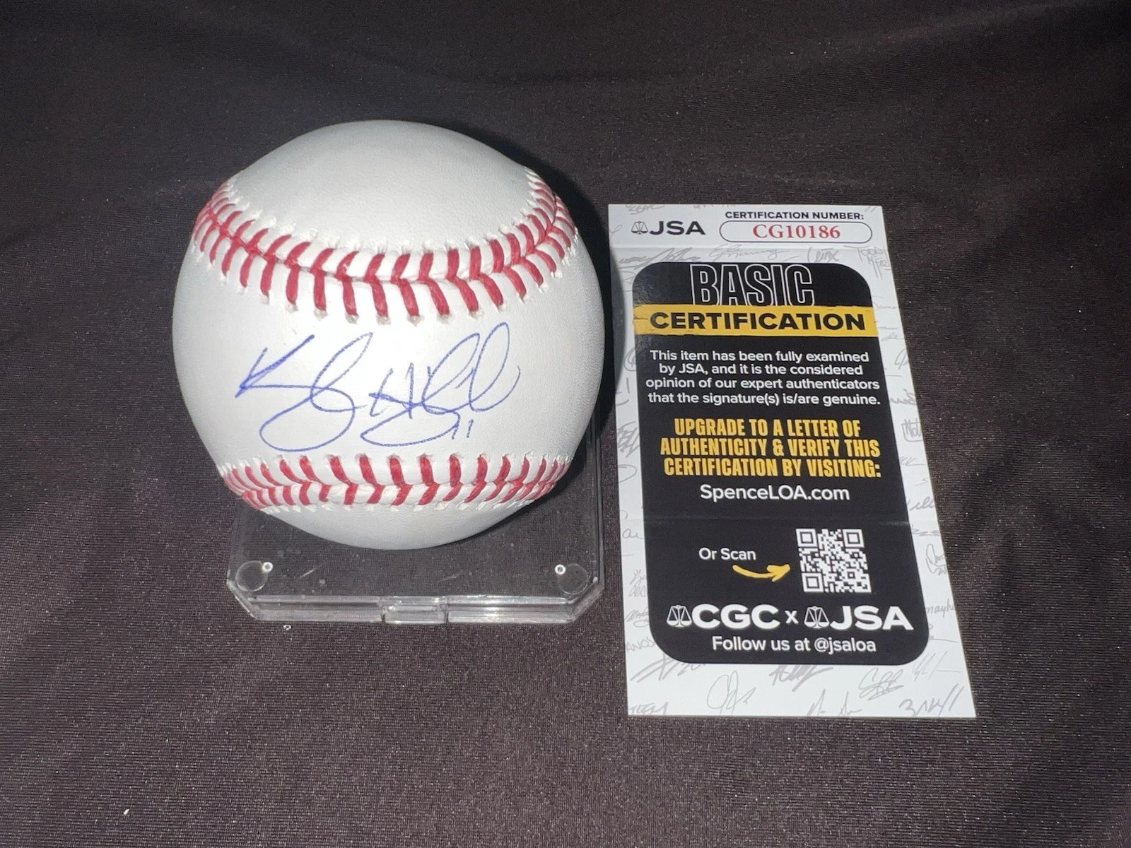 Kyle Higashioka Signed Official Major League Baseball Texas Rangers JSA Auth