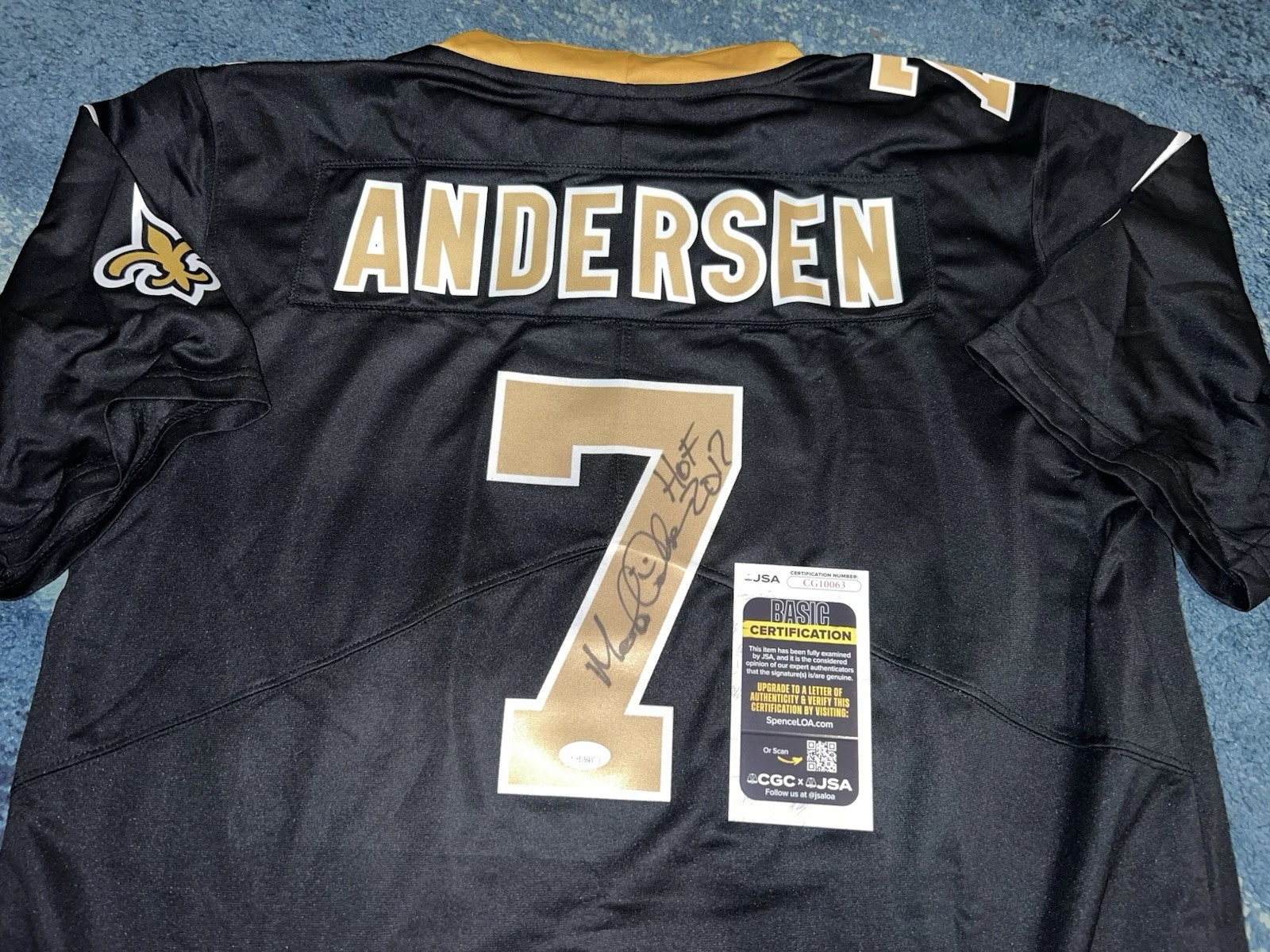 Morten Andersen Signed New Orleans Saints Jersey HOF Legend Superstar JSA Auth