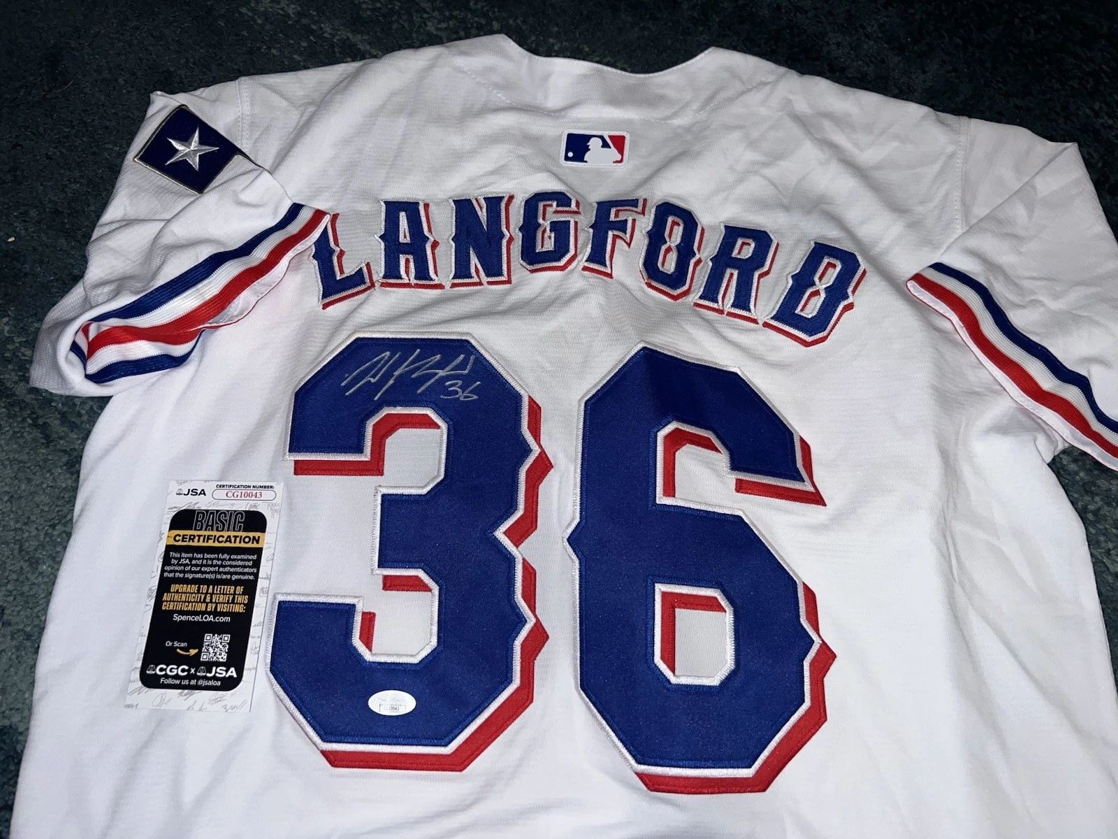 Wyatt Langford Signed Texas Rangers Jersey All Star Slugger JSA Auth