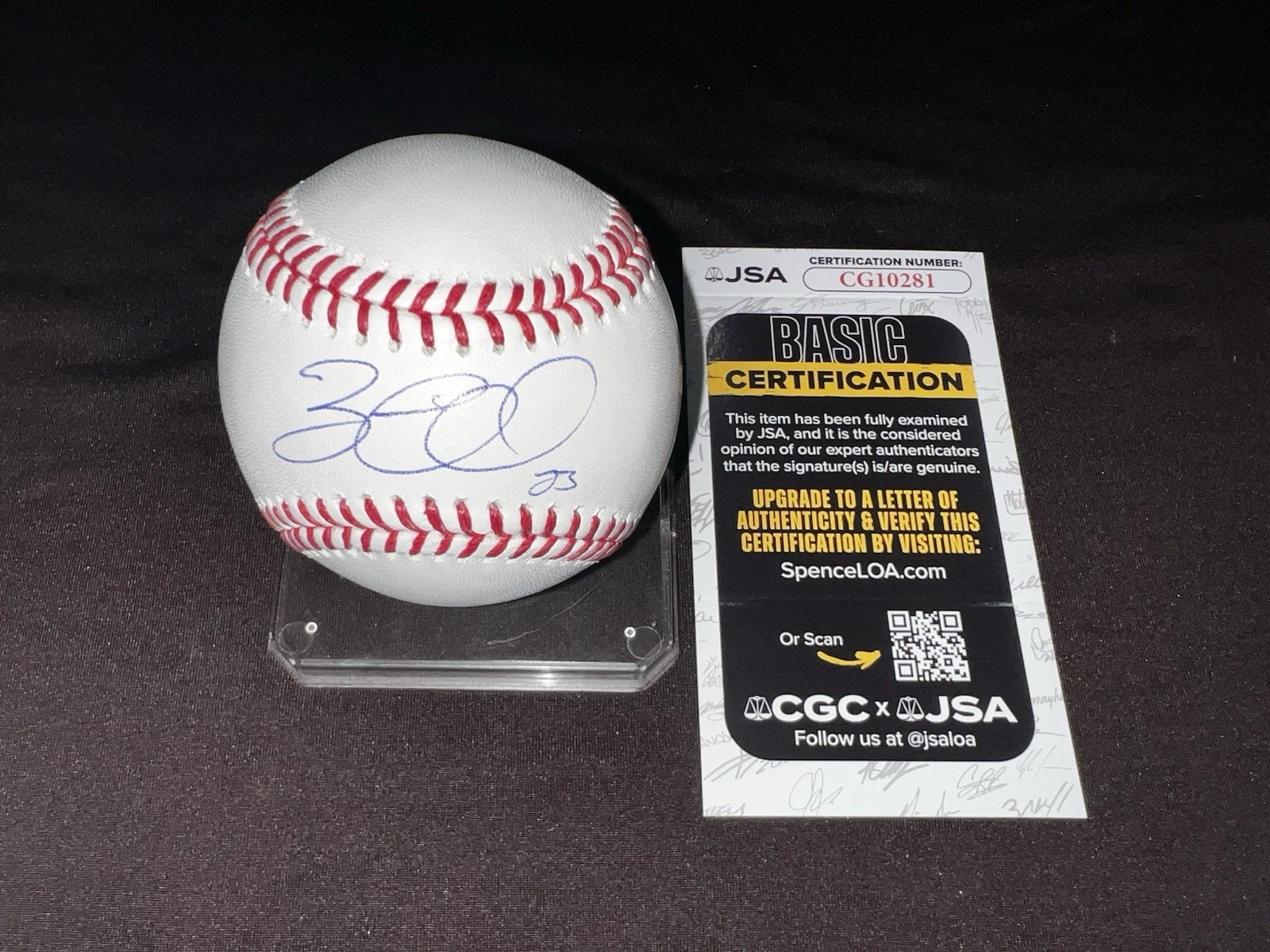 ZAC GALLEN SIGNED OFFICIAL MAJOR LEAGUE BASEBALL ARIZONA DBACKS JSA AUTH #3 COLLECTIBLE MEMORABILIA