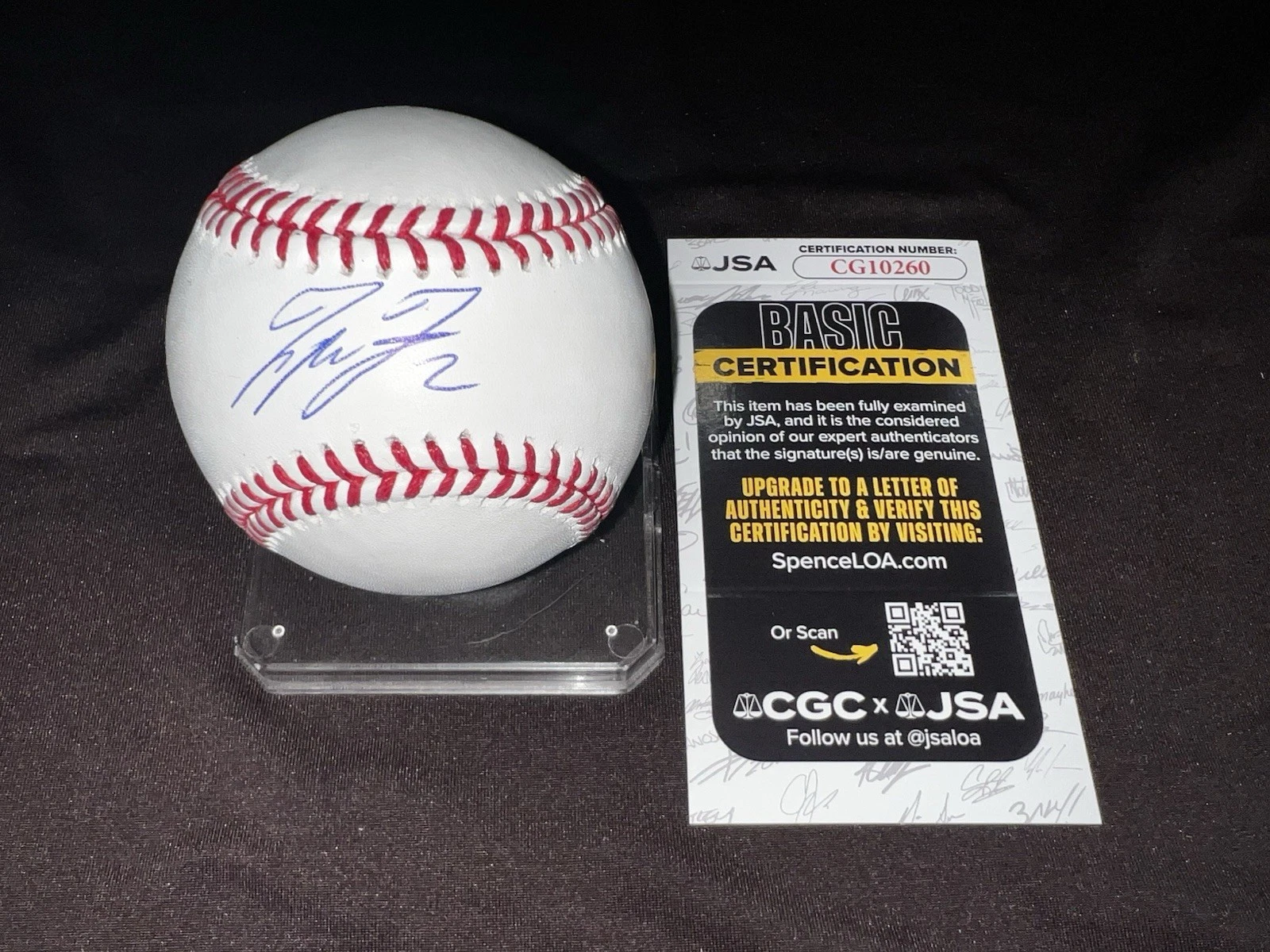 Tyler Freeman Signed Official Major League Baseball Colorado Rockies JSA Auth