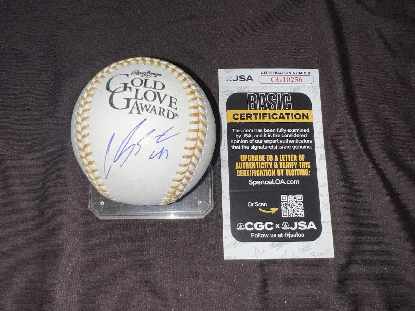 Carlos Santana Signed Official Gold Glove Baseball Cleveland Guardians JSA Auth