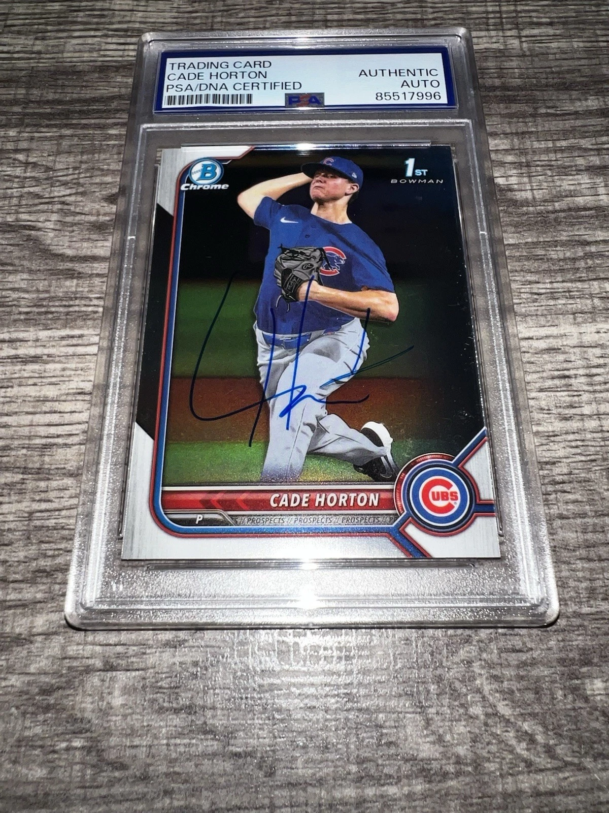 Cade Horton Signed 2022 1st Bowman Chrome Trading Card Chicago Cubs PSA/DNA