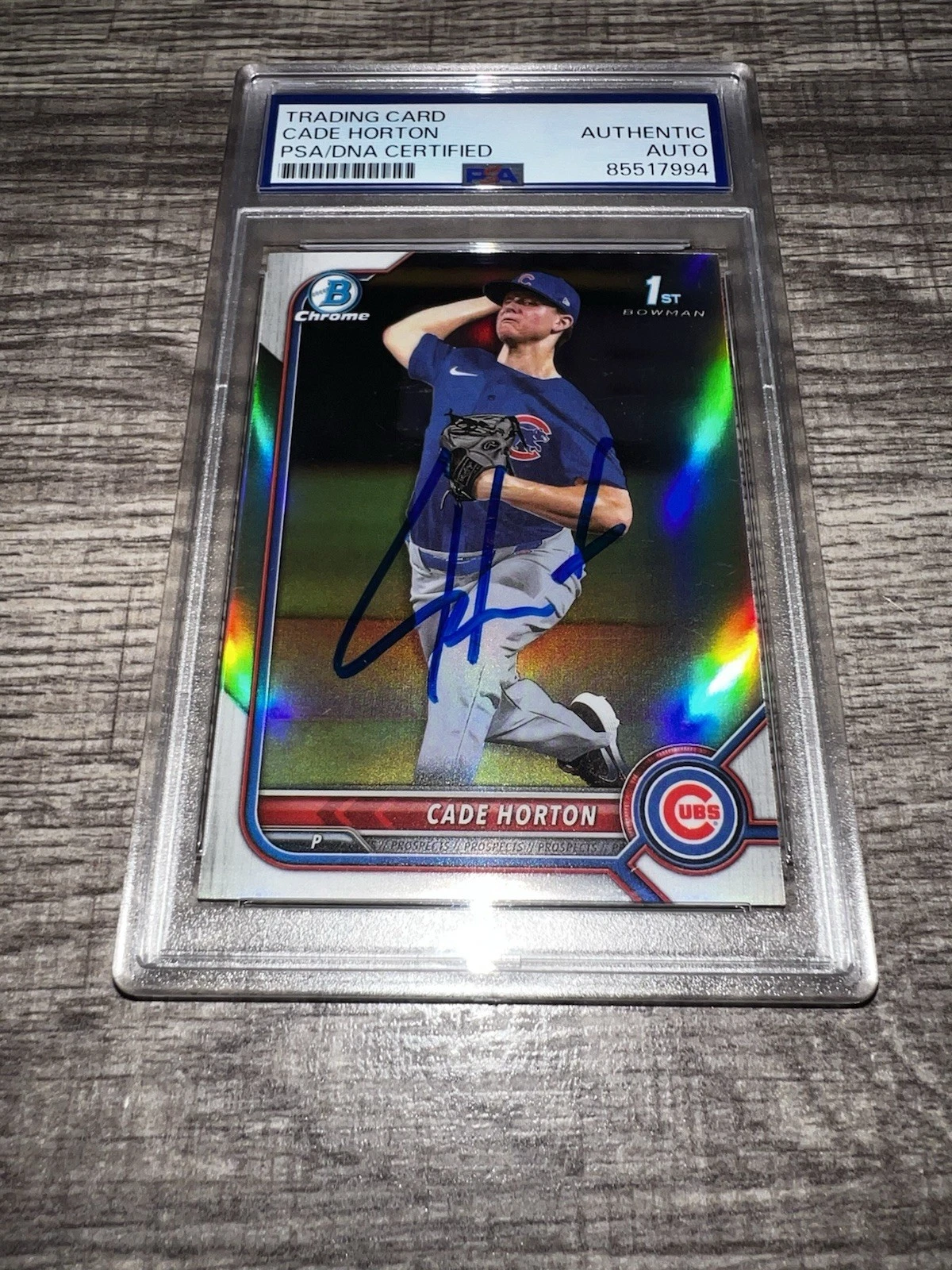 Cade Horton Signed 2022 1st Bowman Chrome Trading Card Chicago Cubs PSA/DNA #3