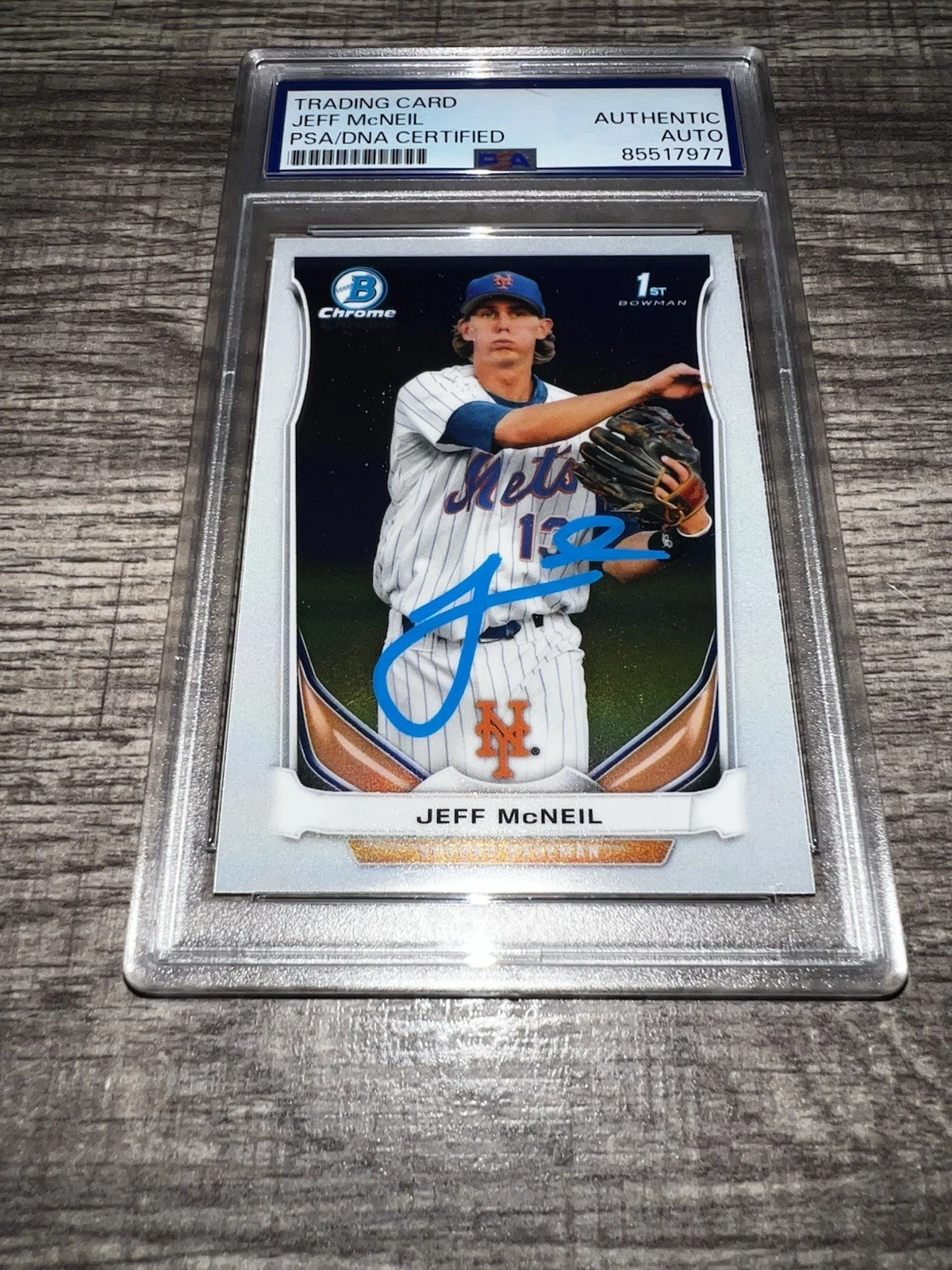 Jeff McNeil Signed 2014 1st Bowman Chrome Trading Card New York Mets PSA/DNA