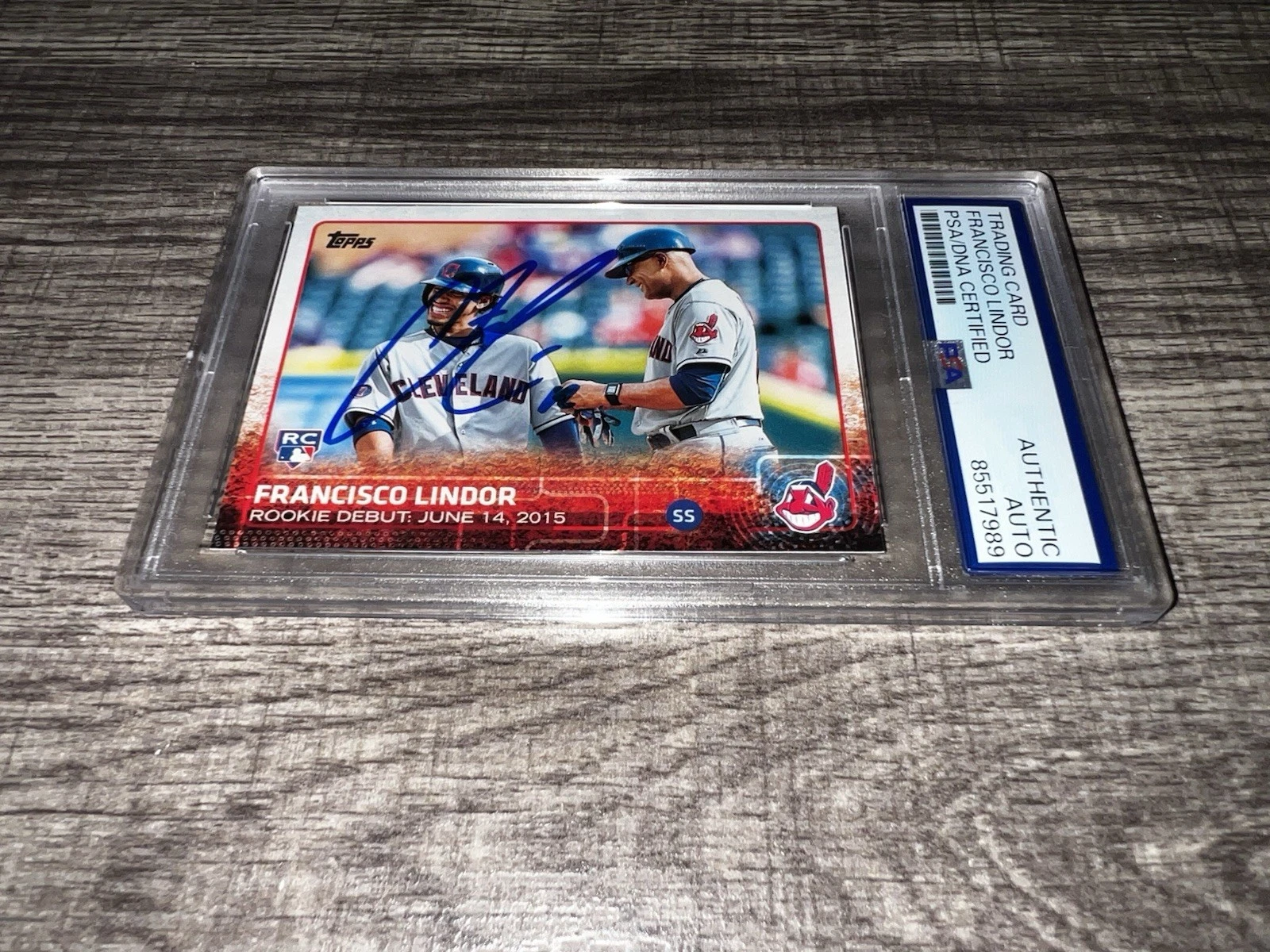 Francisco Lindor Signed 2015 Topps Update Rookie Trading Card Indians PSA/DNA #2