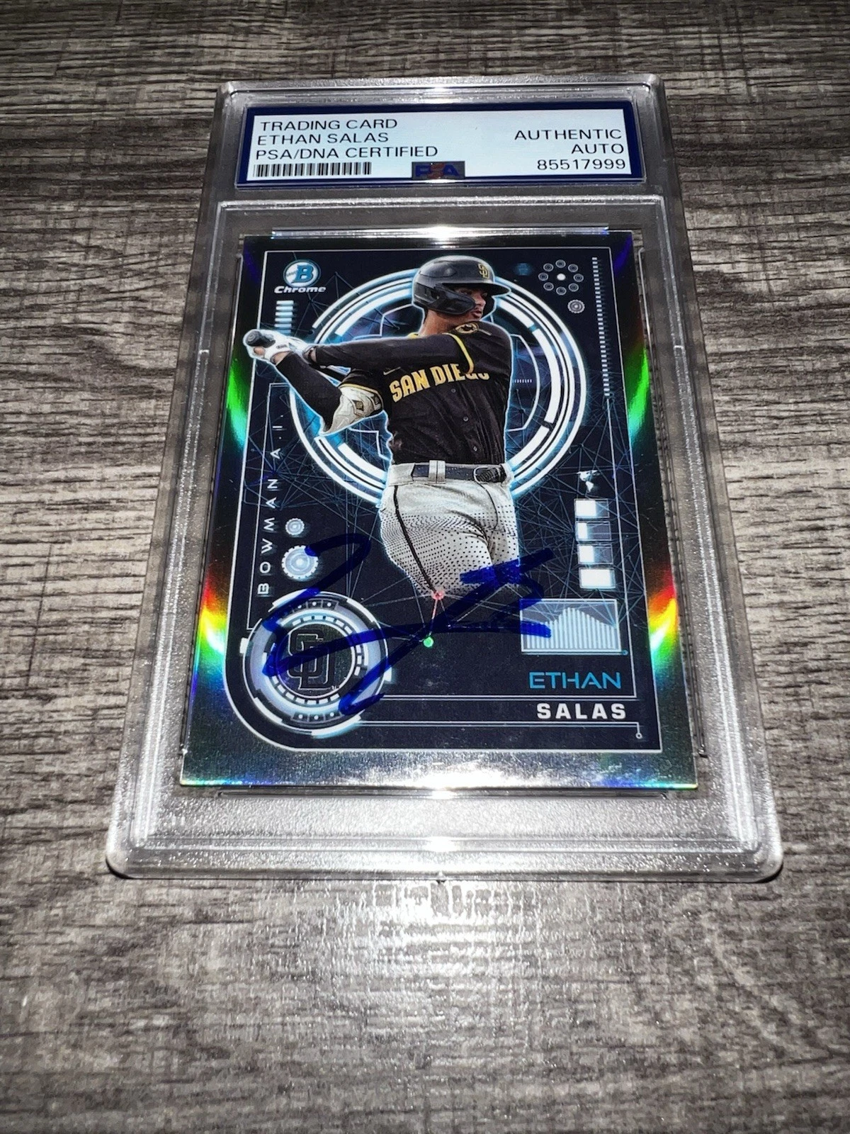 Ethan Salas Signed 2024 Bowman Chrome Trading Card San Diego Padres PSA/DNA