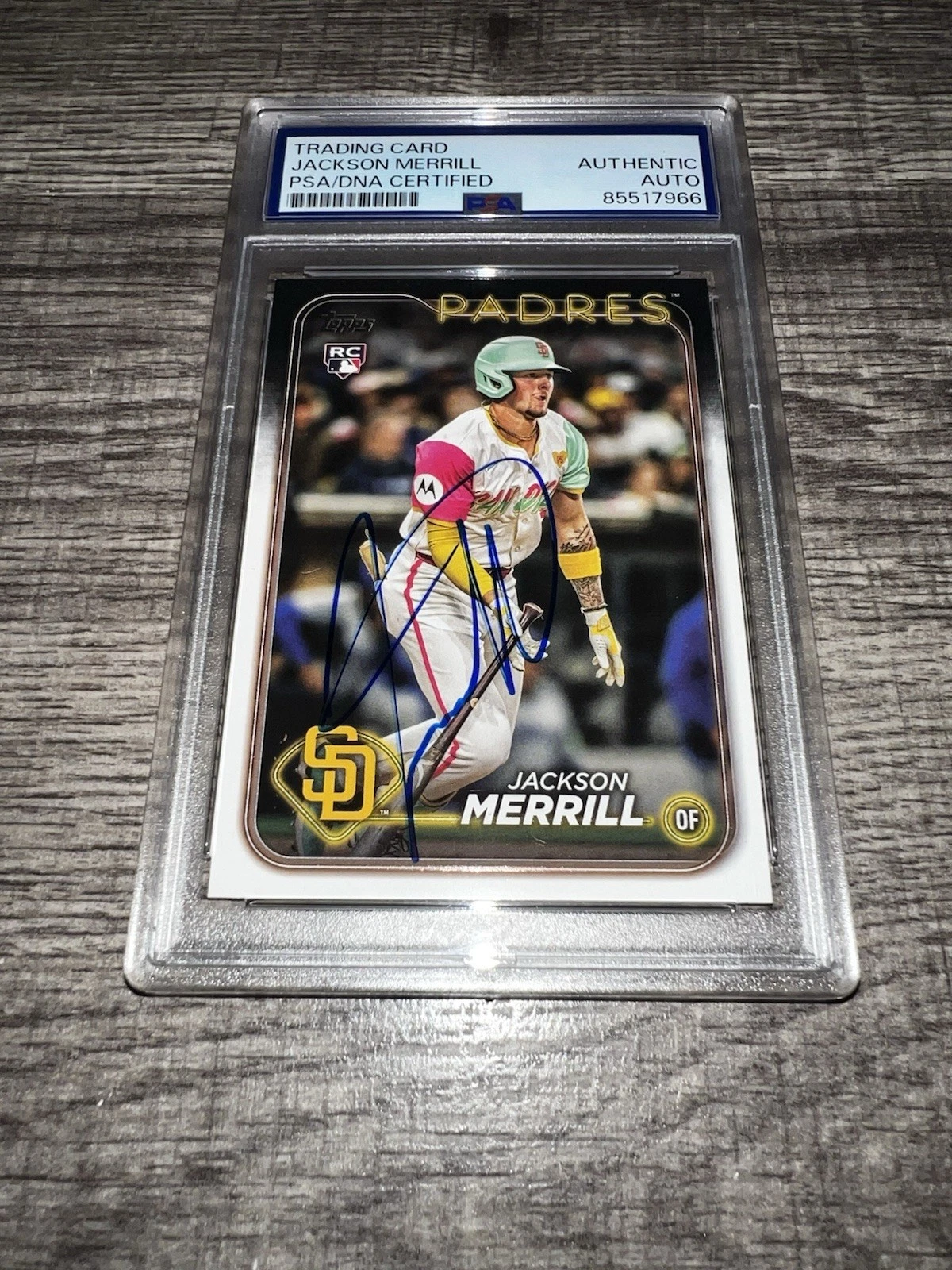 Jackson Merrill Signed 2024 Topps RC Trading Card San Diego Padres PSA/DNA #3