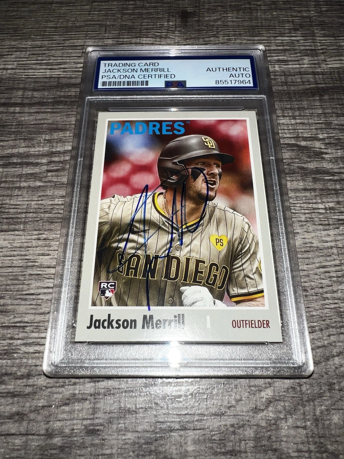 Jackson Merrill Signed 2024 Topps Archives Trading Card San Diego Padres PSA/DNA