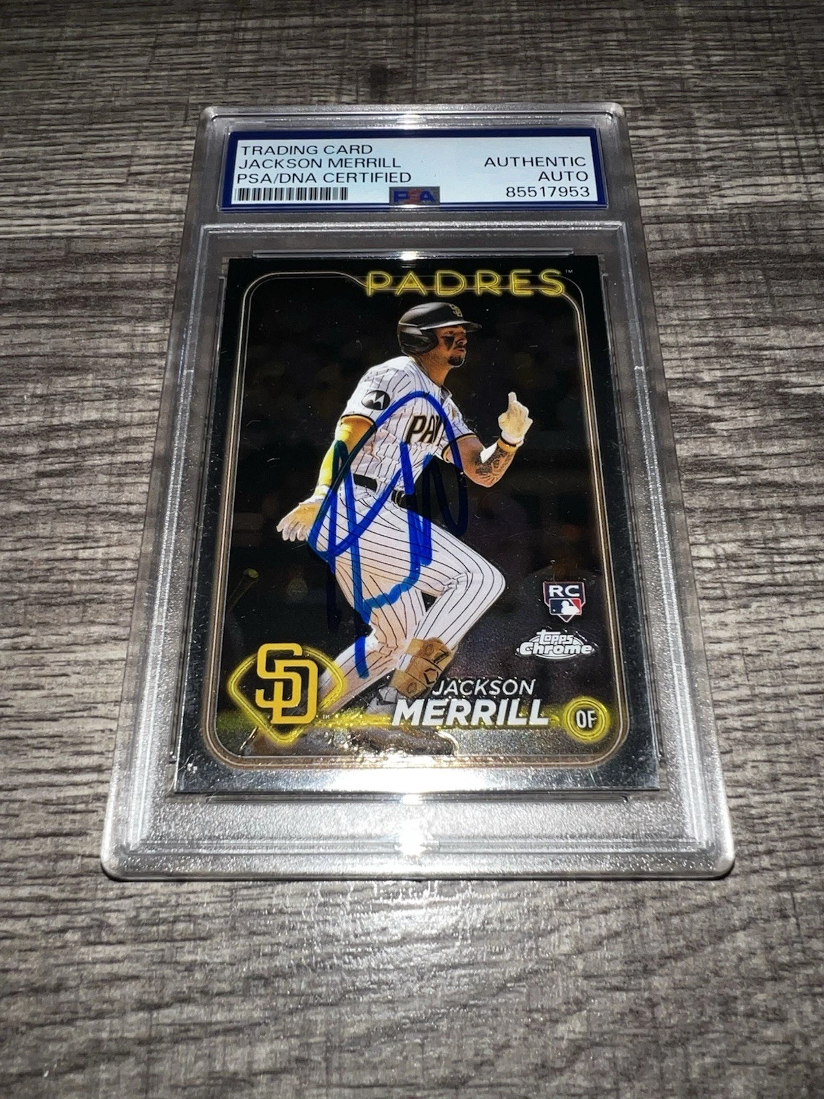 Jackson Merrill Signed 2024 Topps Chrome Trading Card San Diego Padres PSA/DNA