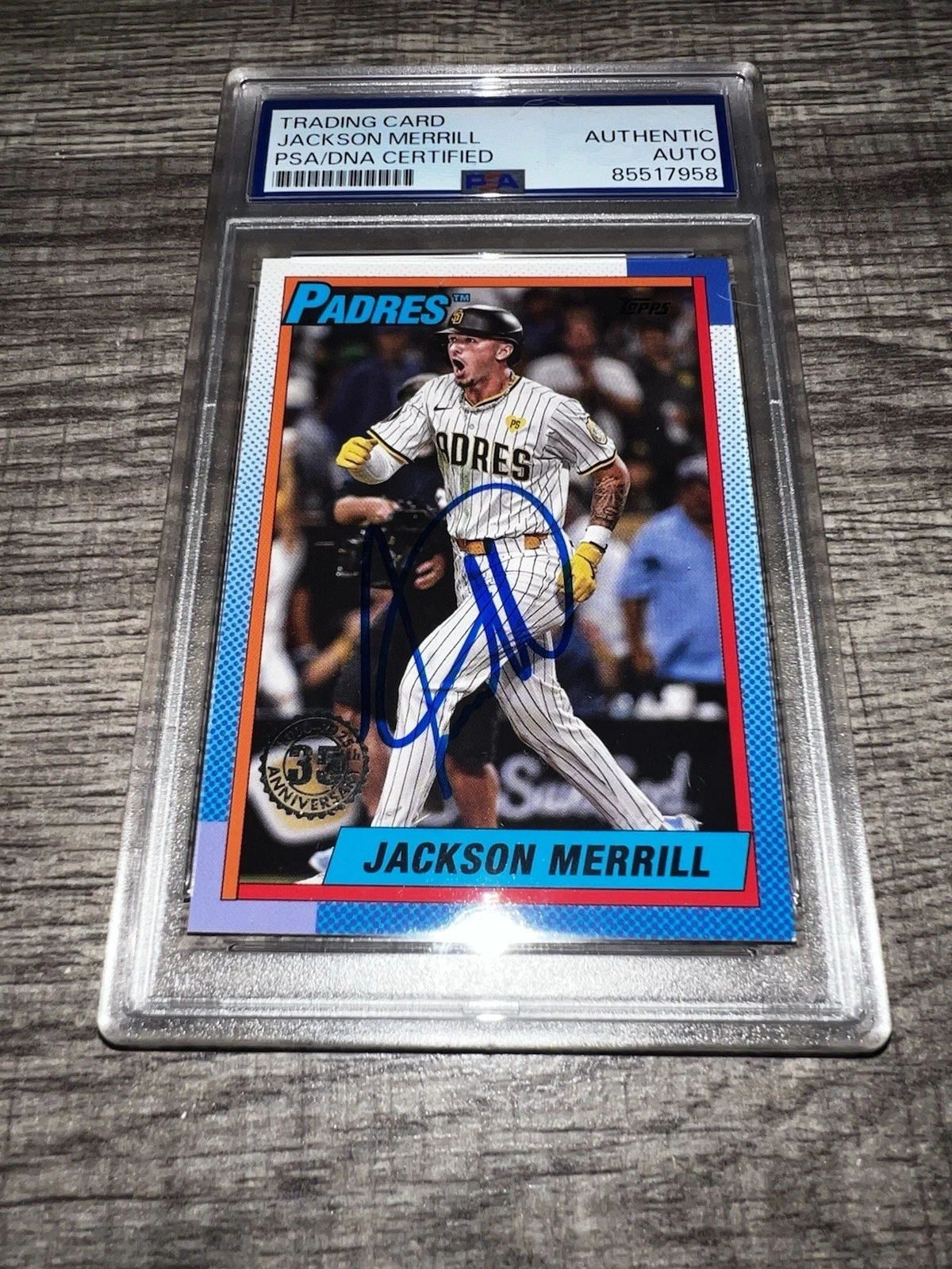 Jackson Merrill Signed 2025 Topps 35th Ann Trading Card San Diego Padres PSA/DNA