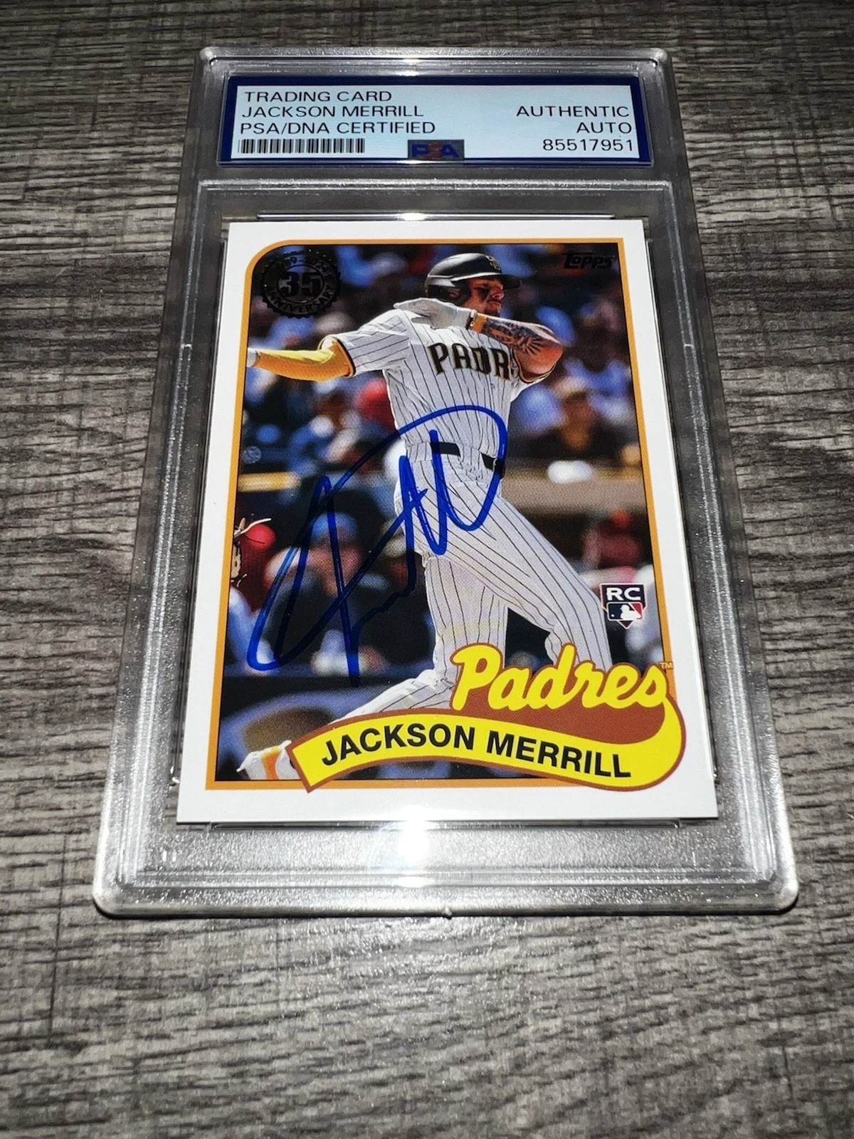 Jackson Merrill Signed 2024 Topps Update Trading Card San Diego Padres PSA #2