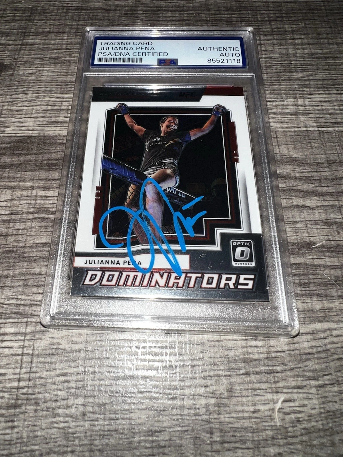 Julianna Pena Signed 2022 Panini Donruss Optic Dominators UFC Trading Card PSA