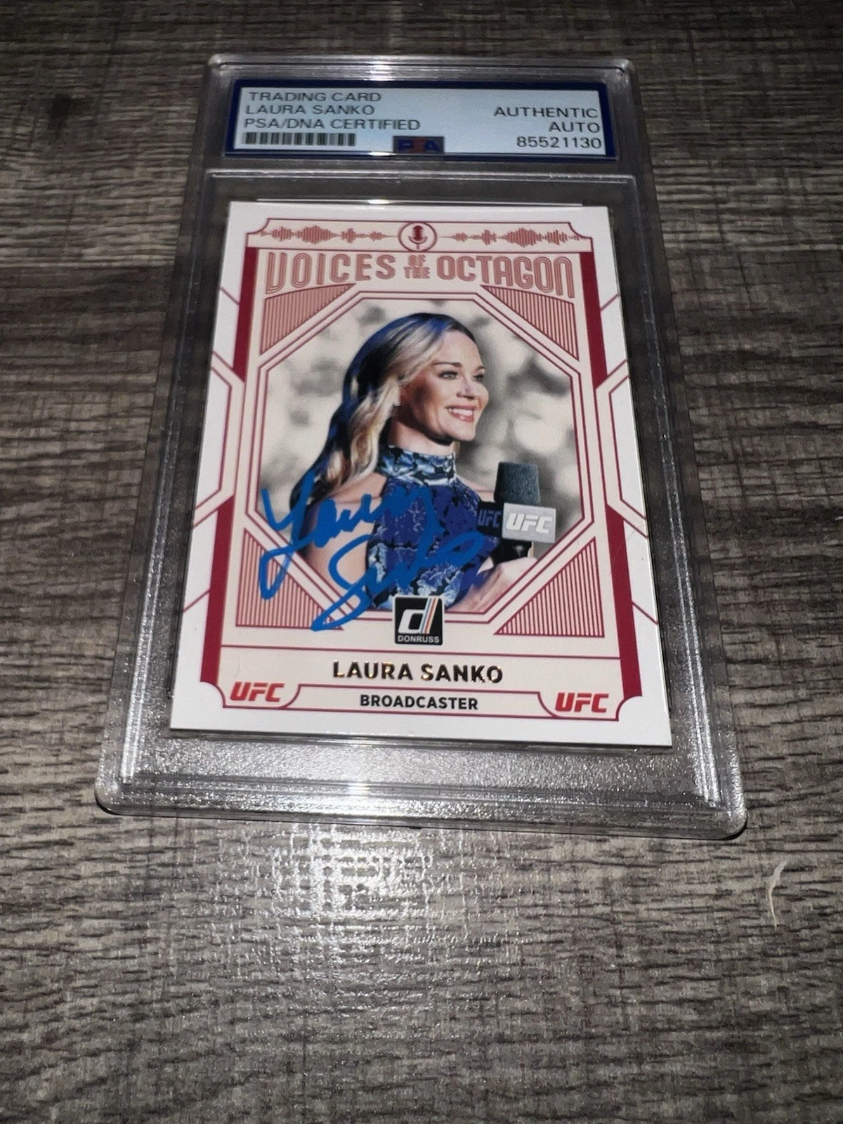 Laura Sanko Signed 2022 Panini Donruss UFC Trading Card Voices Octagon PSA/DNA