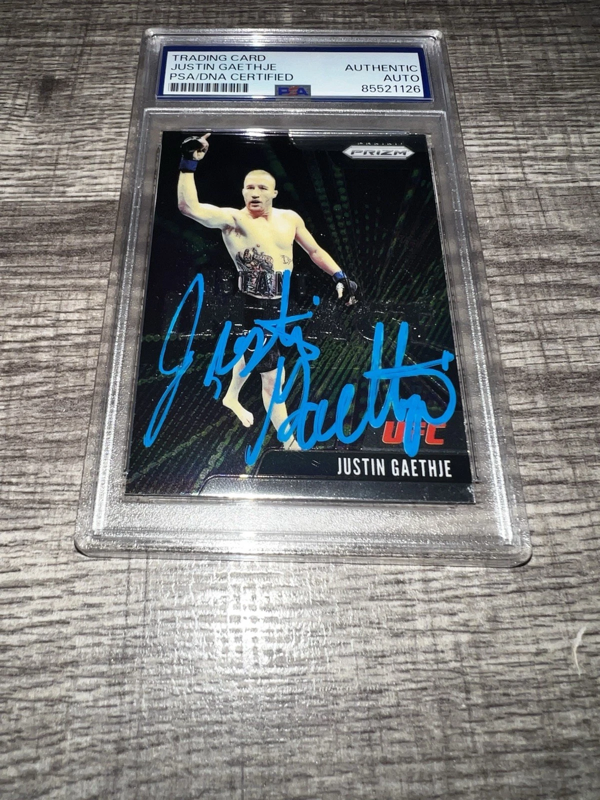 Justin Gaethje Signed 2021 Panini Prizm UFC Trading Card Legend PSA/DNA