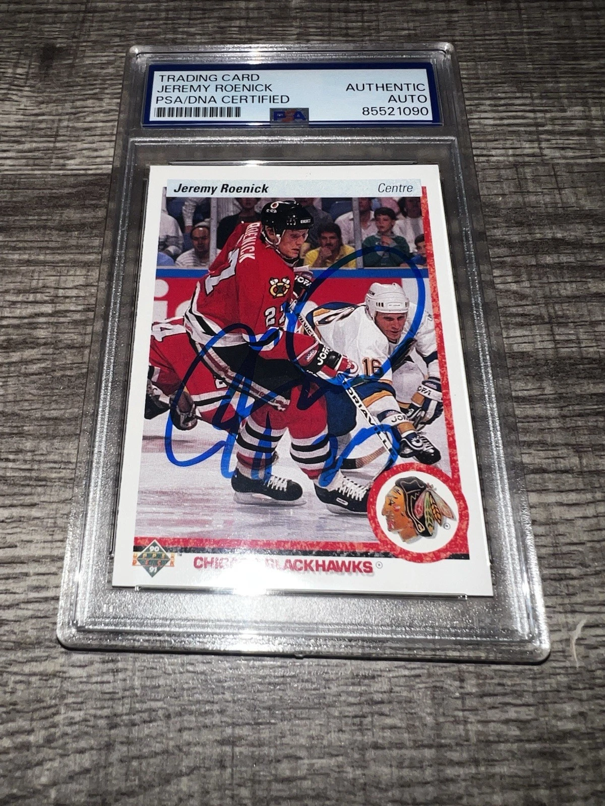Jeremy Roenick Signed 1990-1991 Upper Deck Trading Card Chi Blackhawks PSA #2