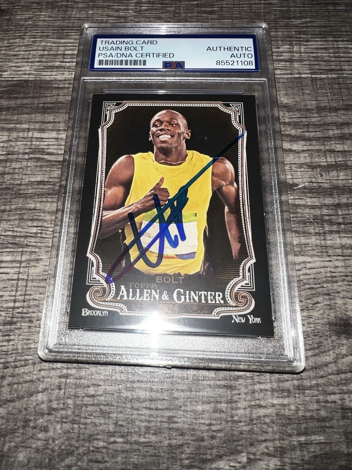 Usain Bolt Signed 2024 Allen & Ginter Trading Card #208 Black Jamaica PSA/DNA #2
