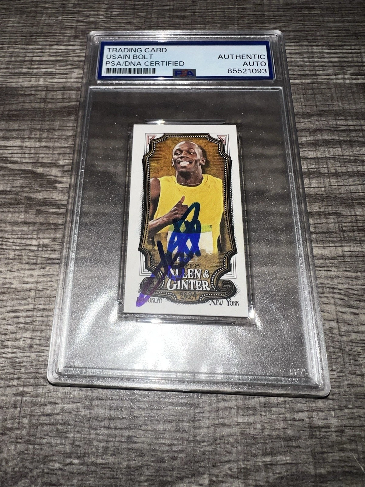 Usain Bolt Signed 2024 Allen & Ginter Trading Card Mini Base Legend PSA/DNA