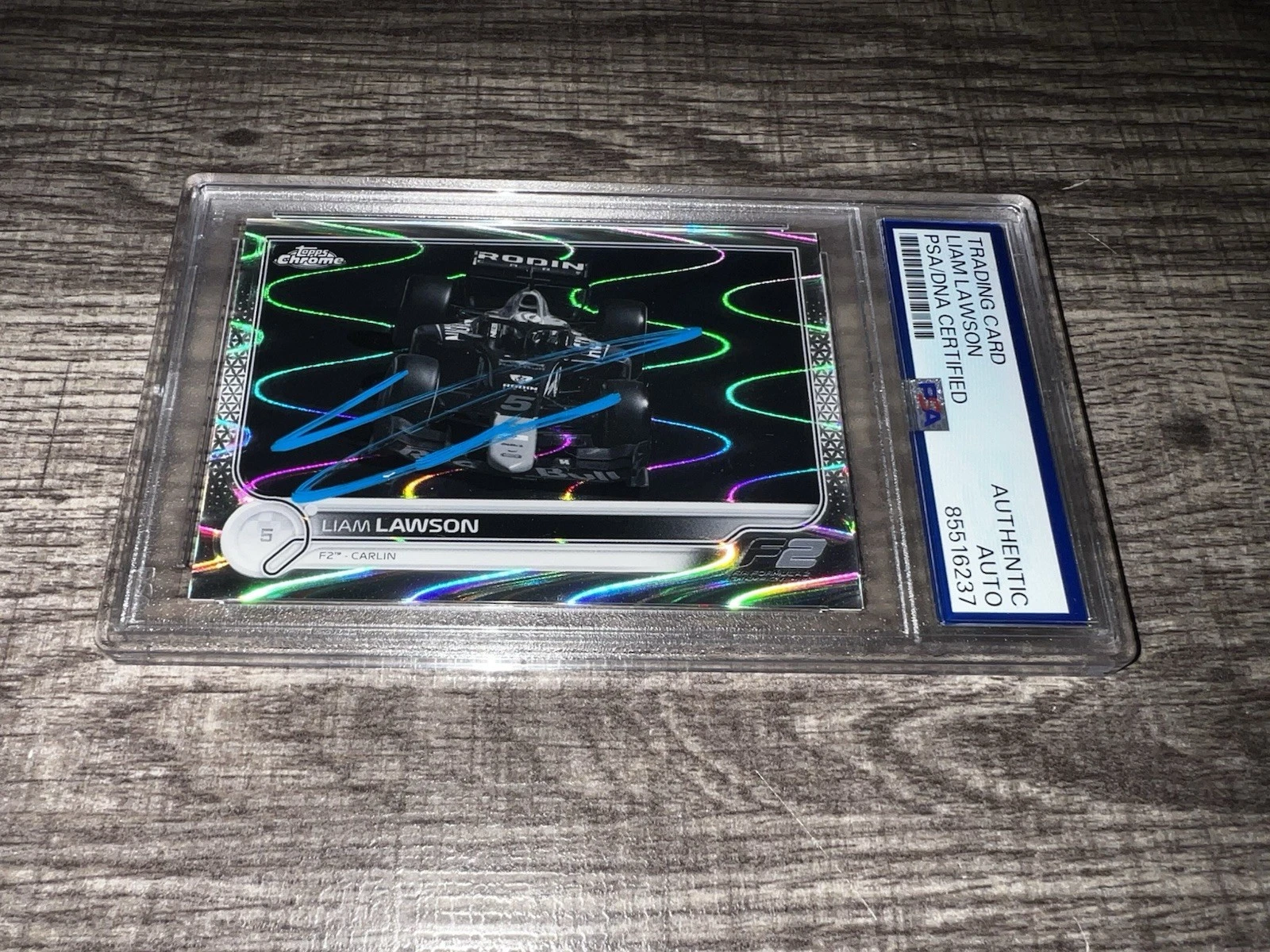 Liam Lawson Signed 2021 Topps Chrome F2 Card 133 Ray Wave Visa Cash App PSA/DNA