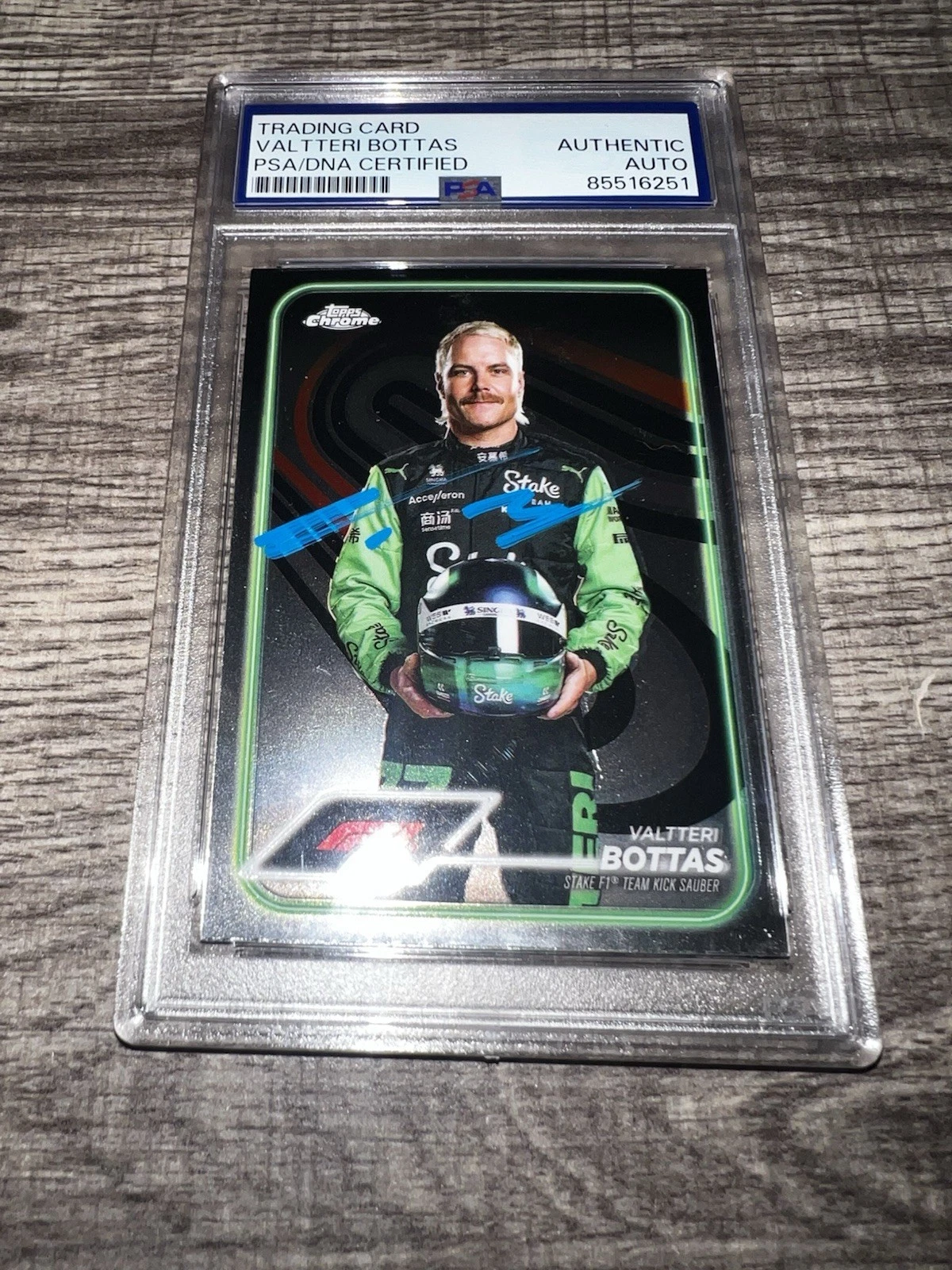 Valtteri Bottas Signed 2024 Topps Chrome Trading Card #13 F1 Champion PSA/DNA