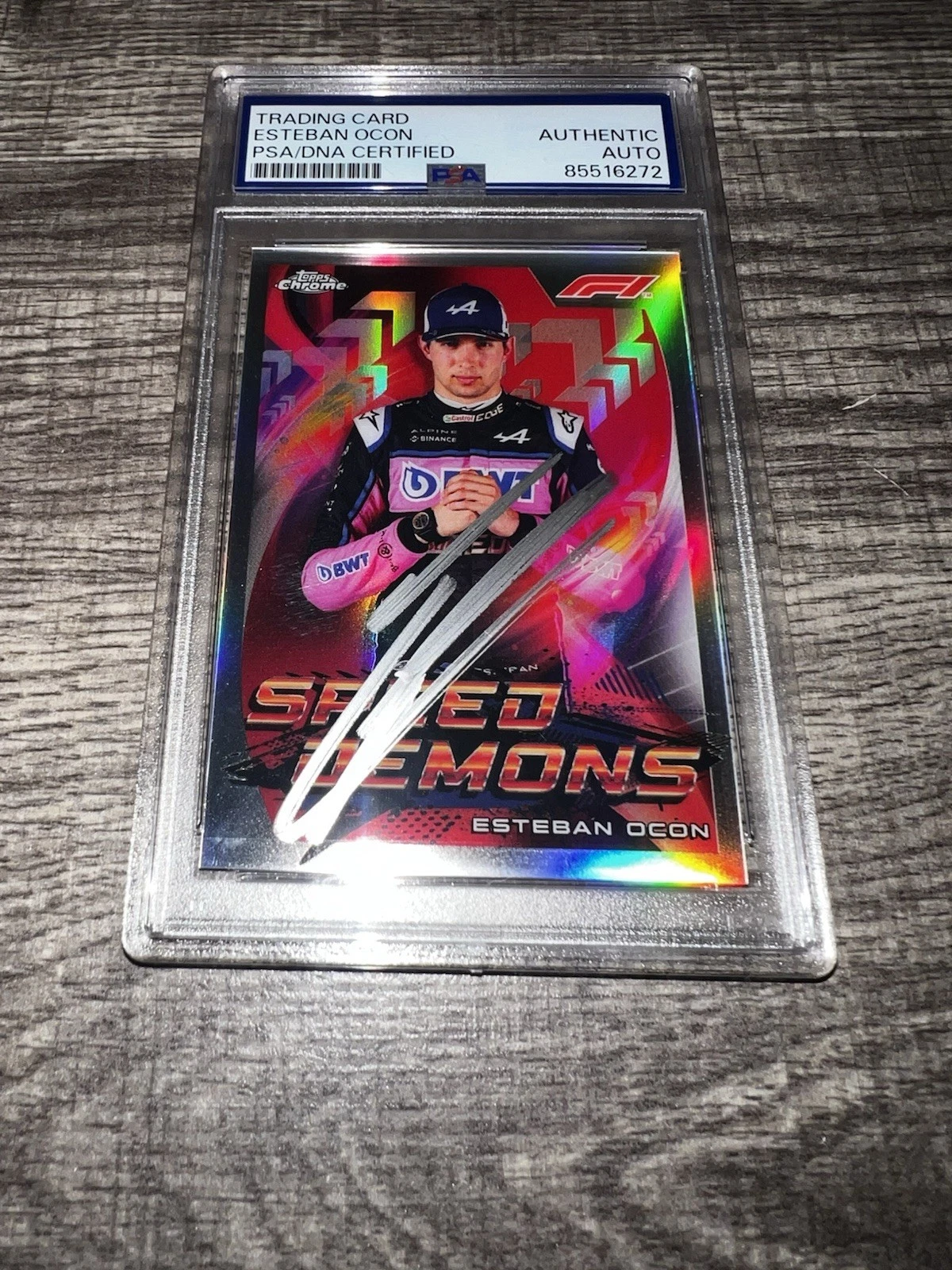 Esteban Ocon Signed 2022 Topps Chrome F1 Trading Card Speed Demons PSA/DNA
